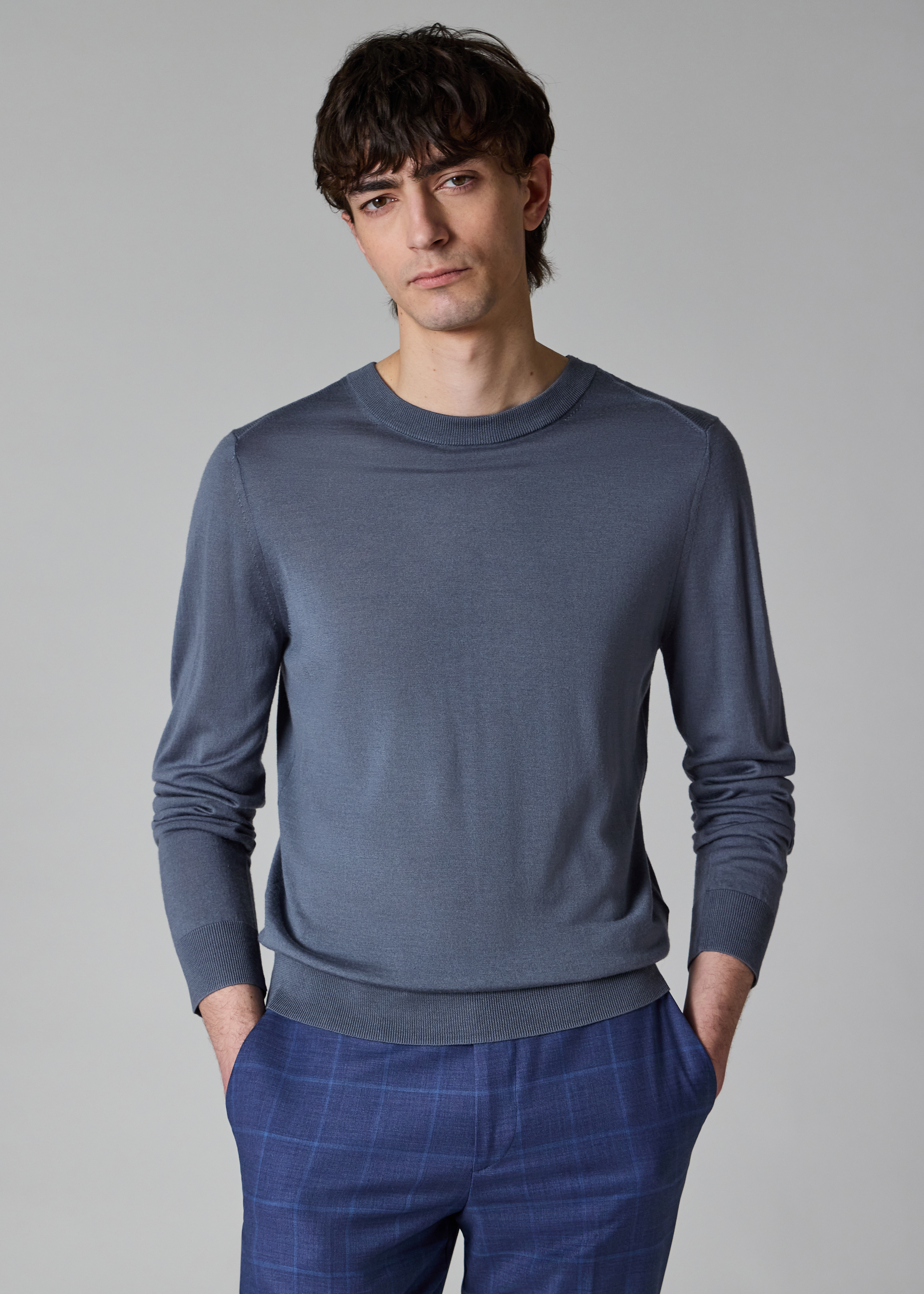 Steel Blue Merino Wool Sweater