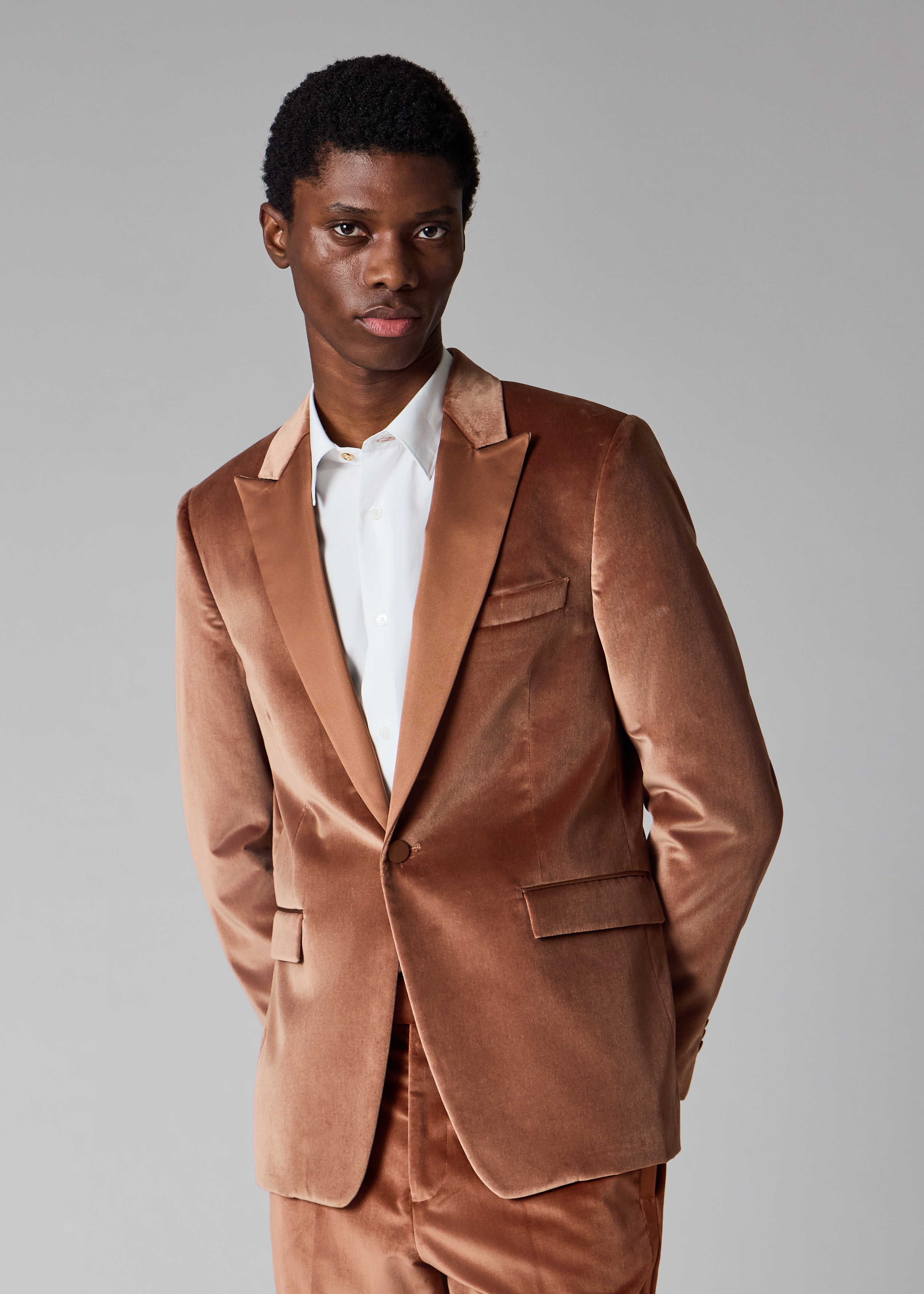 The Soho - Tailored-Fit Dusty Brown Velvet Evening Blazer