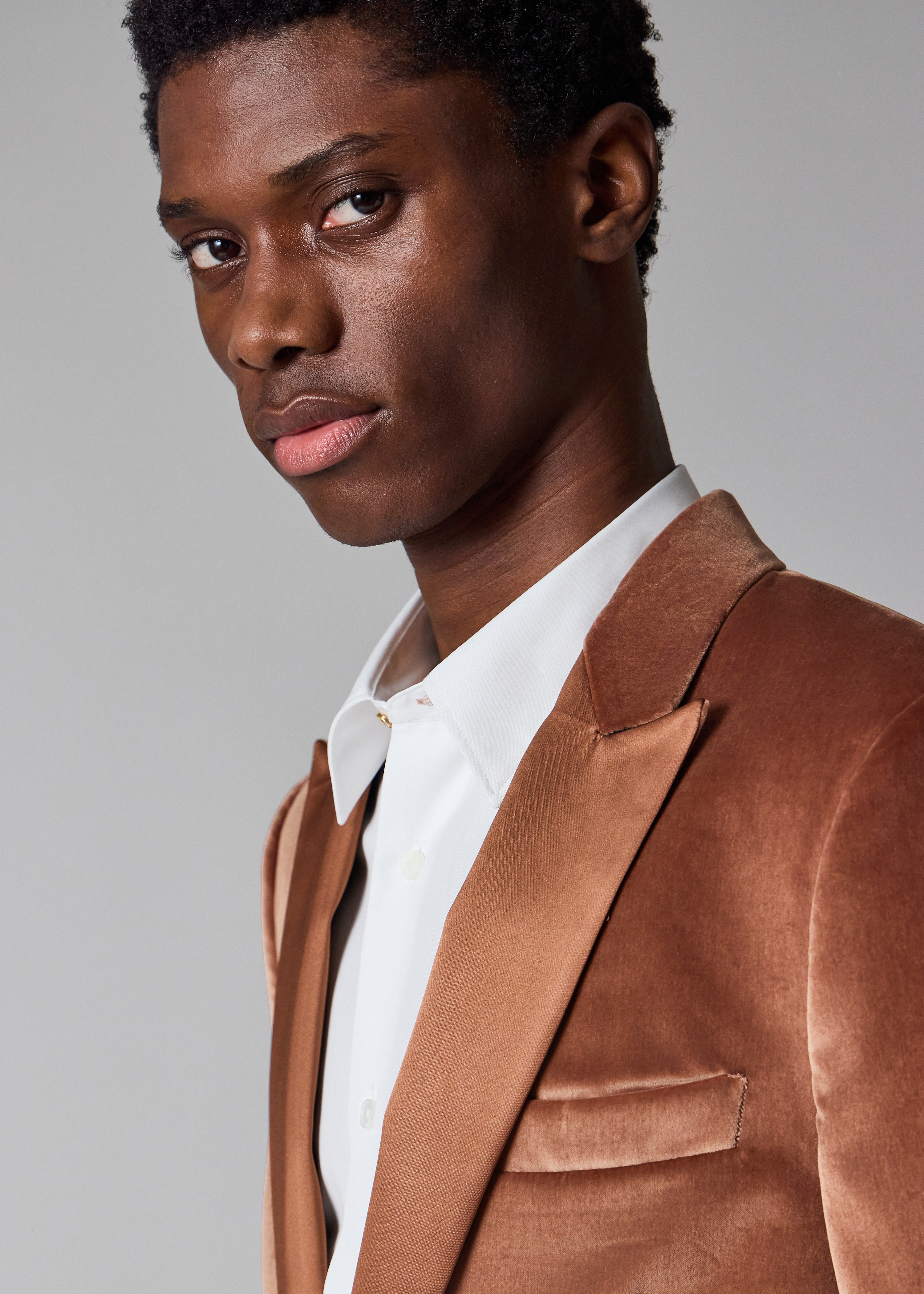 The Soho - Tailored-Fit Dusty Brown Velvet Evening Blazer