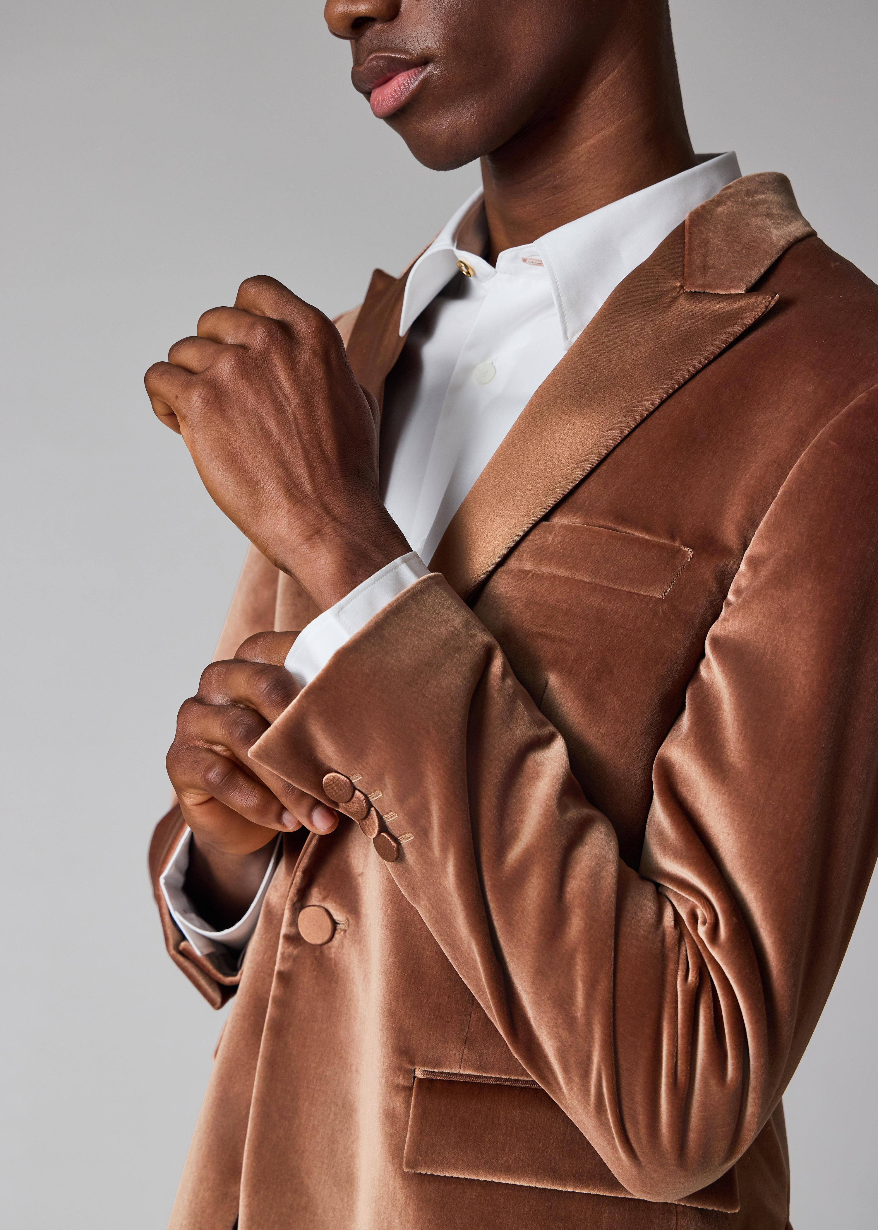 The Soho - Tailored-Fit Dusty Brown Velvet Evening Blazer