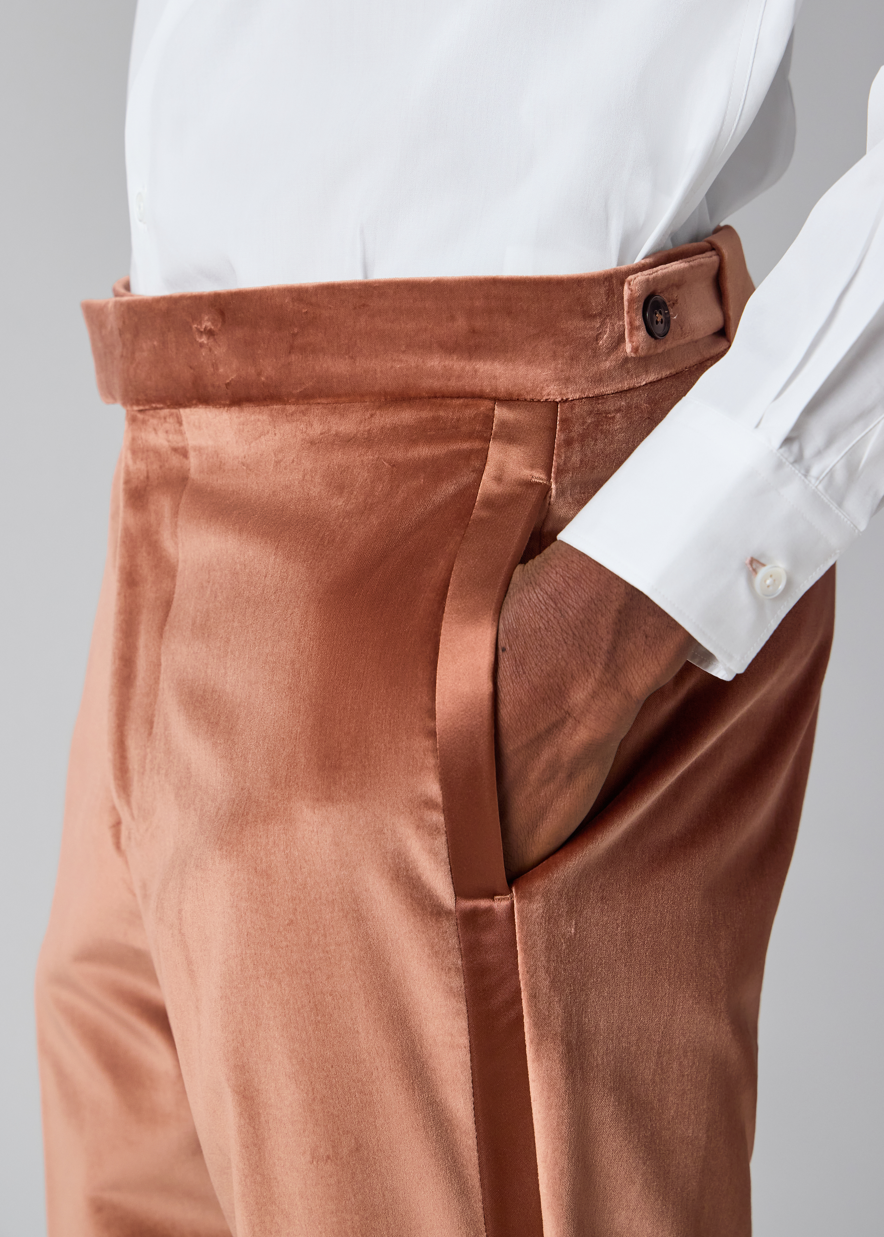 Tailored-Fit Dusty Brown Velvet Evening Trousers