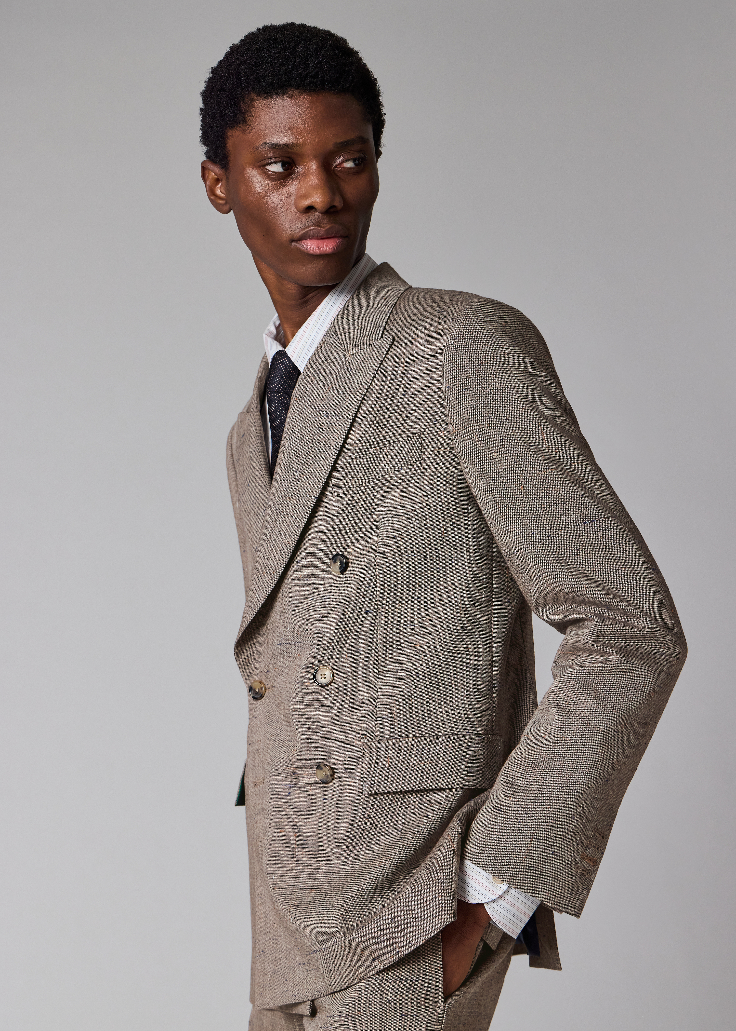 The Soho - Brown Flecked Wool-Viscose Double-Breasted Blazer
