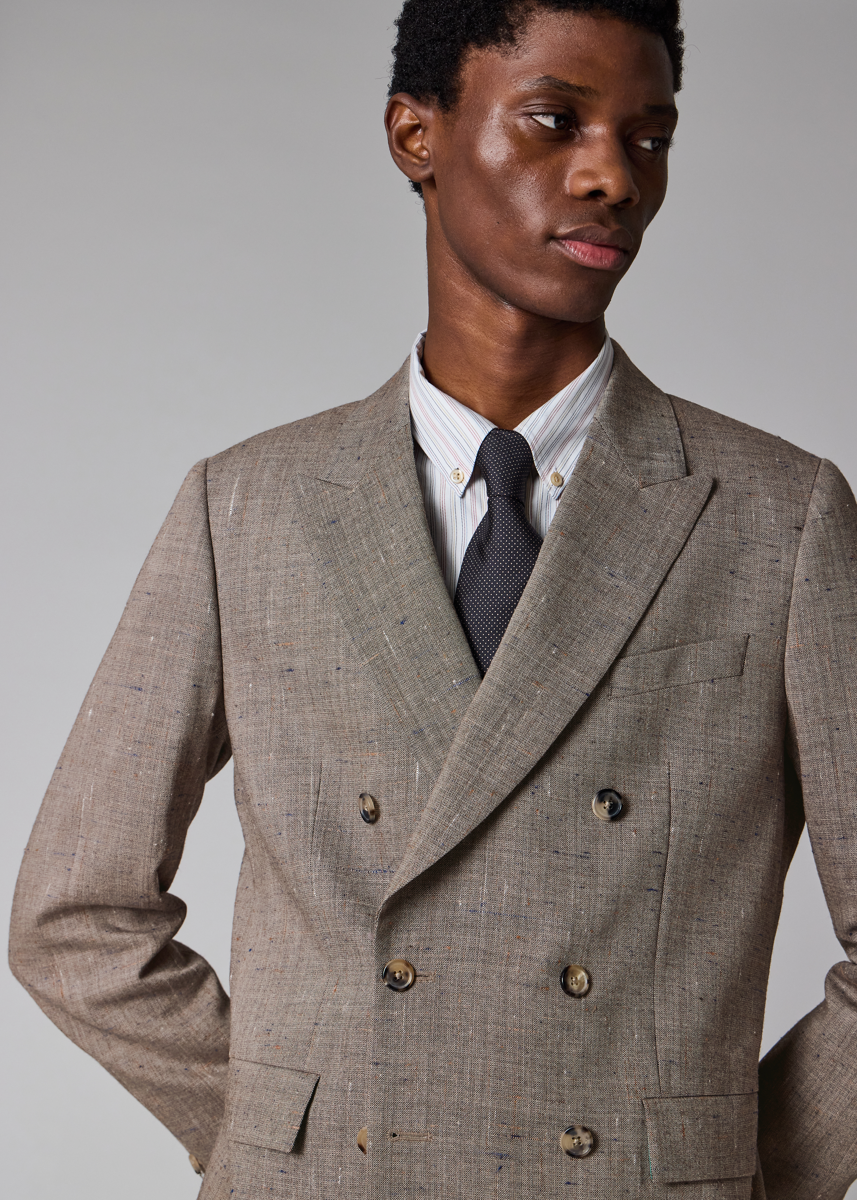 The Soho - Brown Flecked Wool-Viscose Double-Breasted Blazer
