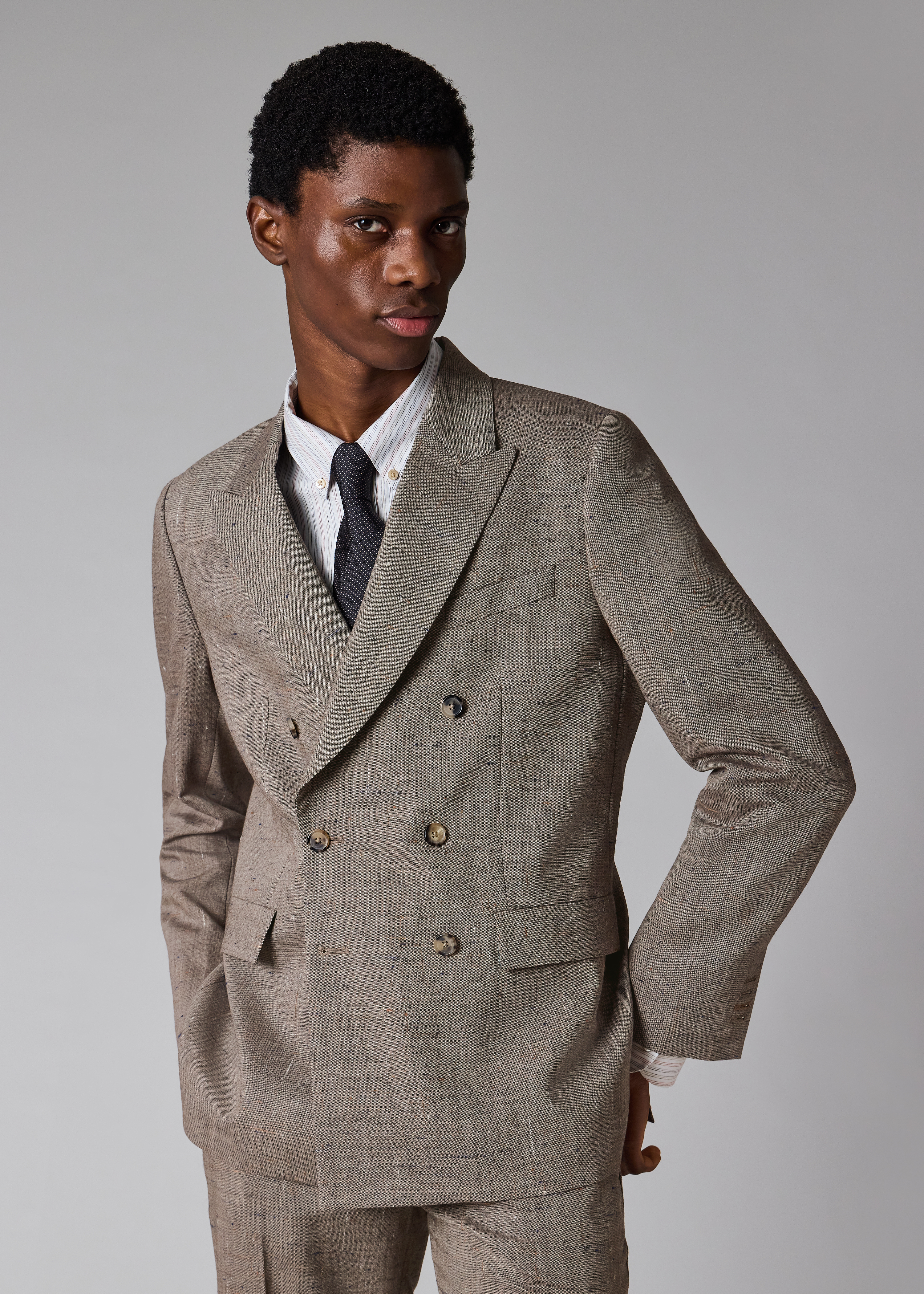 The Soho - Brown Flecked Wool-Viscose Double-Breasted Blazer