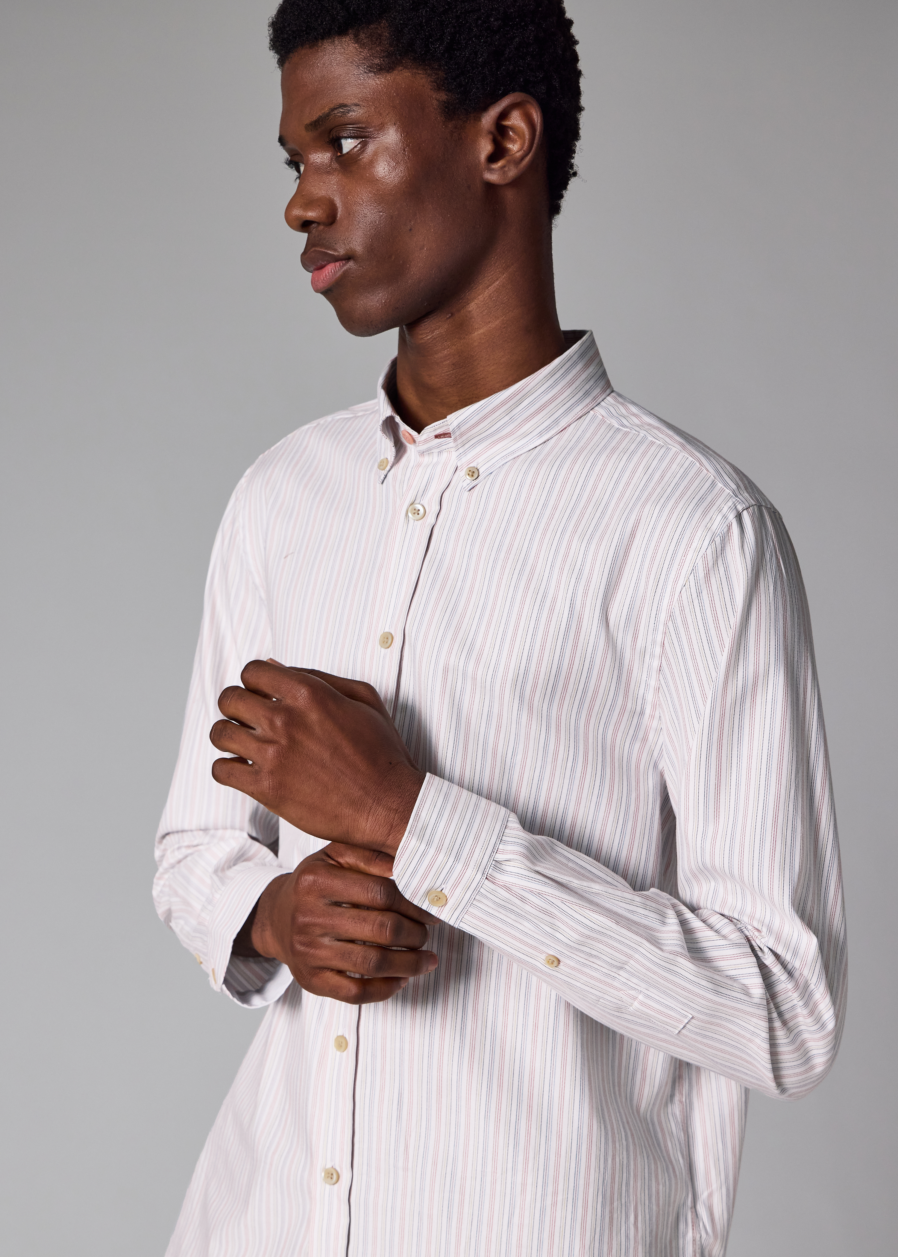 White Multicolour Stripe Button-Down Shirt