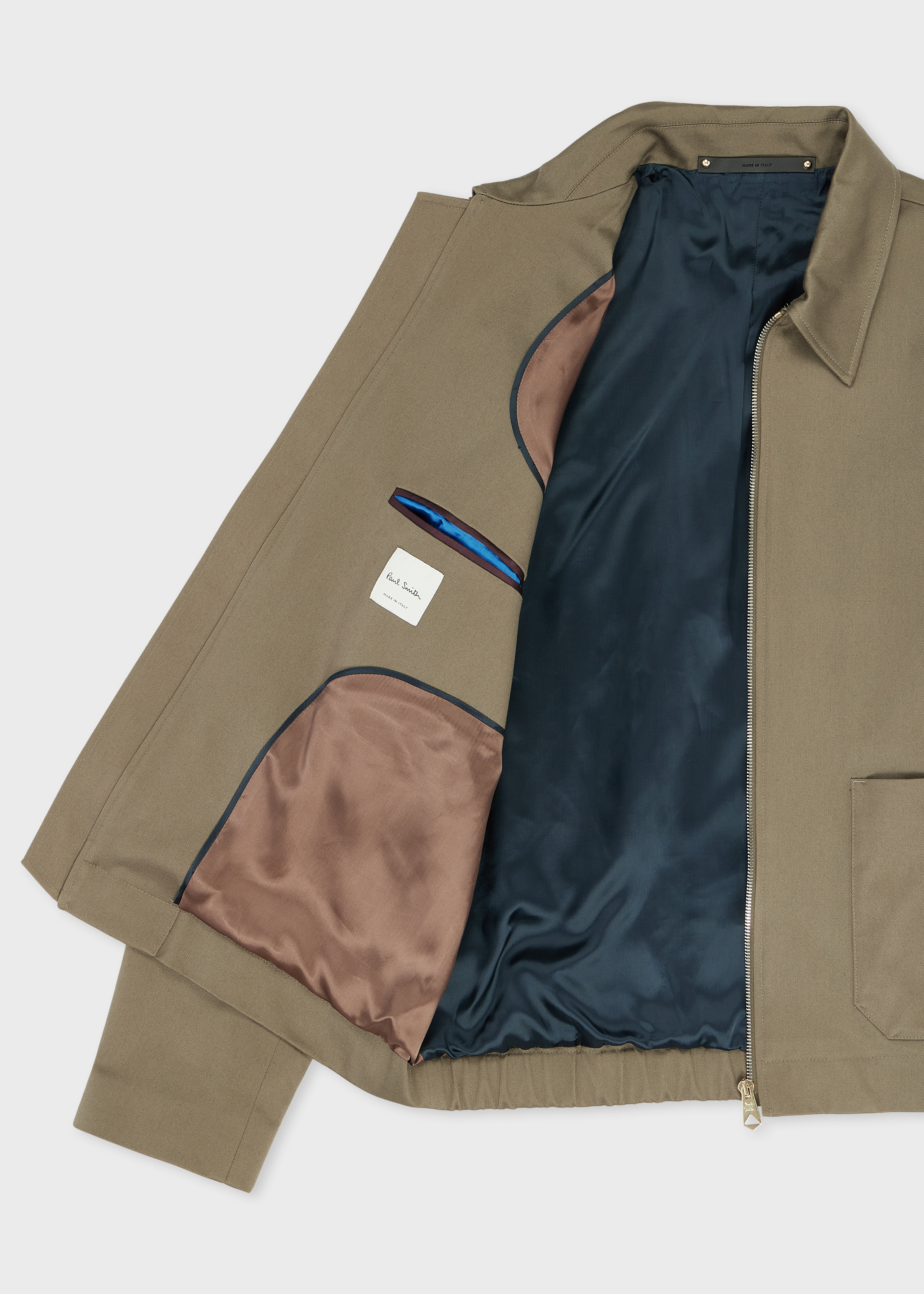 Taupe Stretch-Cotton Zip Jacket