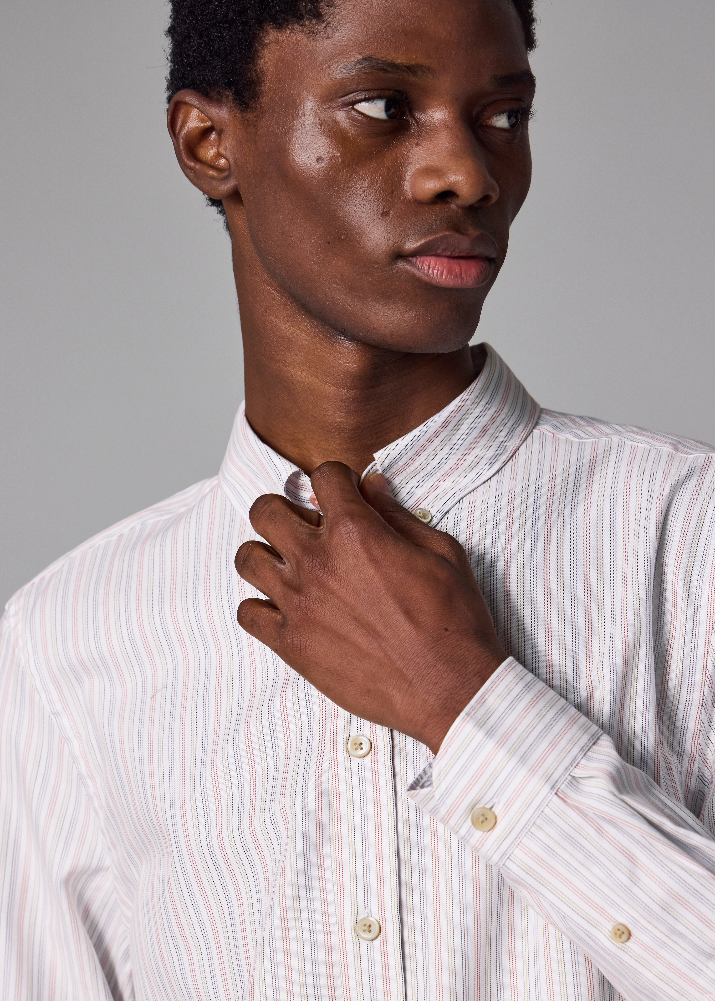 White Multicolour Stripe Button-Down Shirt
