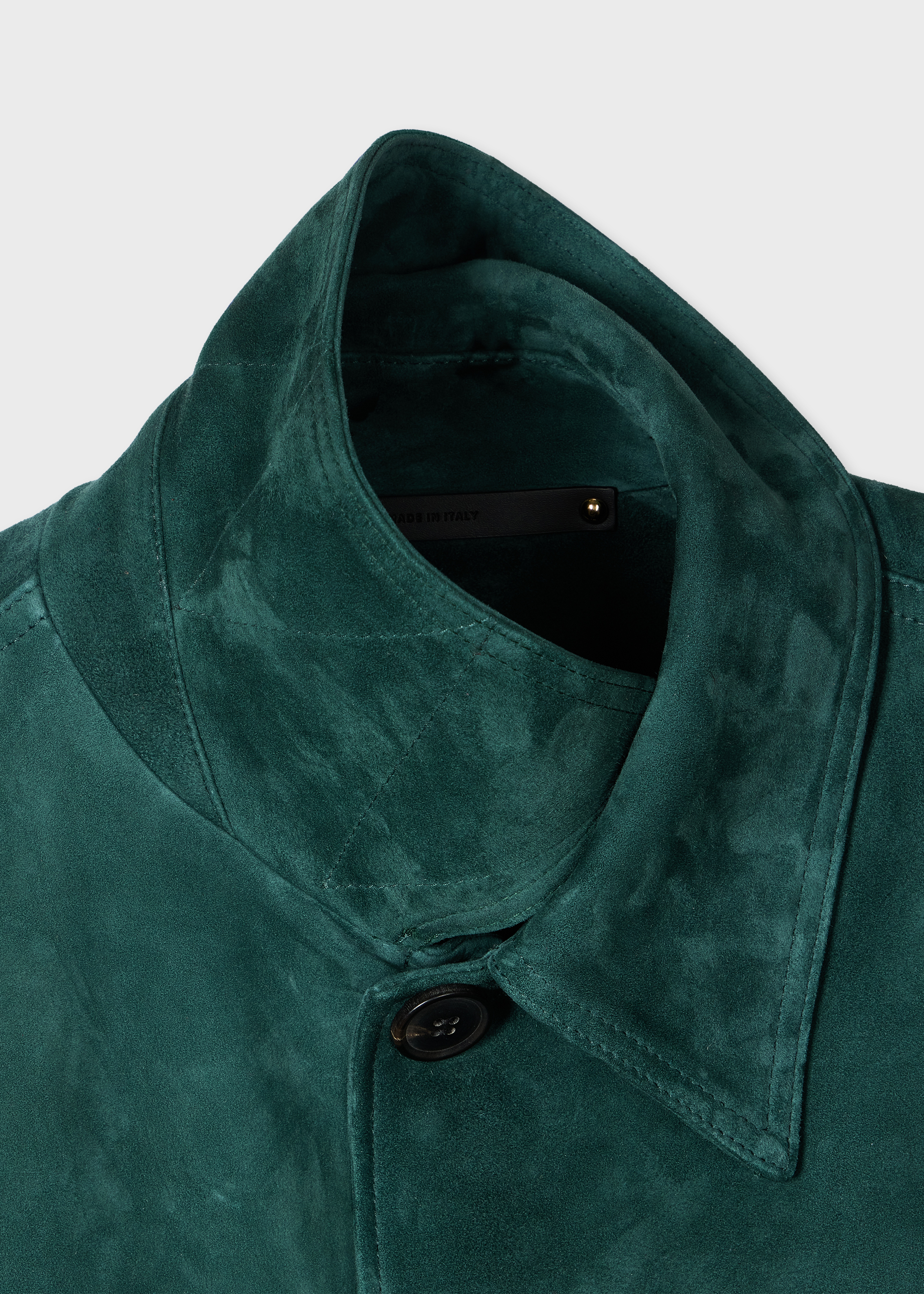 Dark Teal Suede Pleated Trucker Jacket