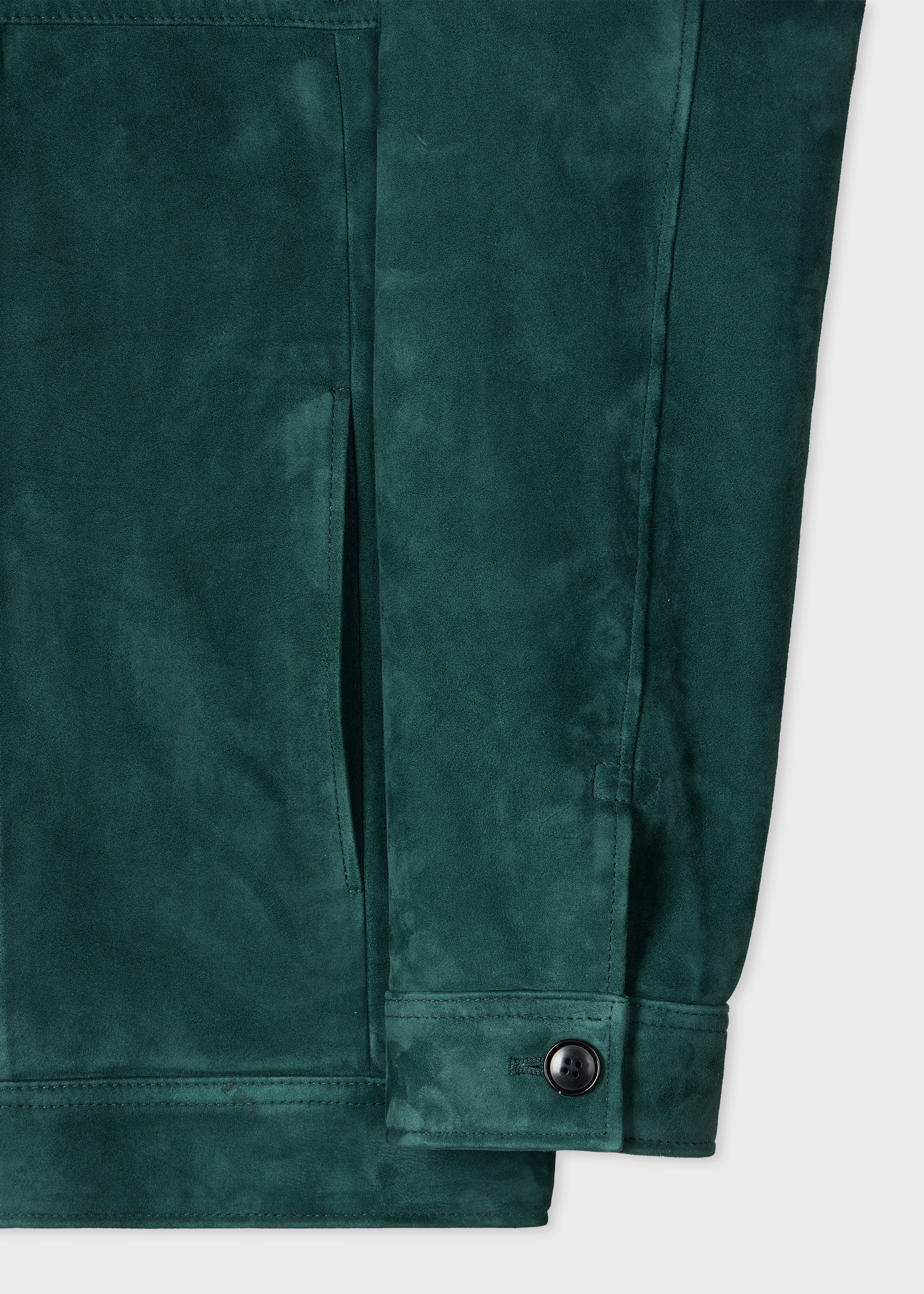 Dark Teal Suede Pleated Trucker Jacket