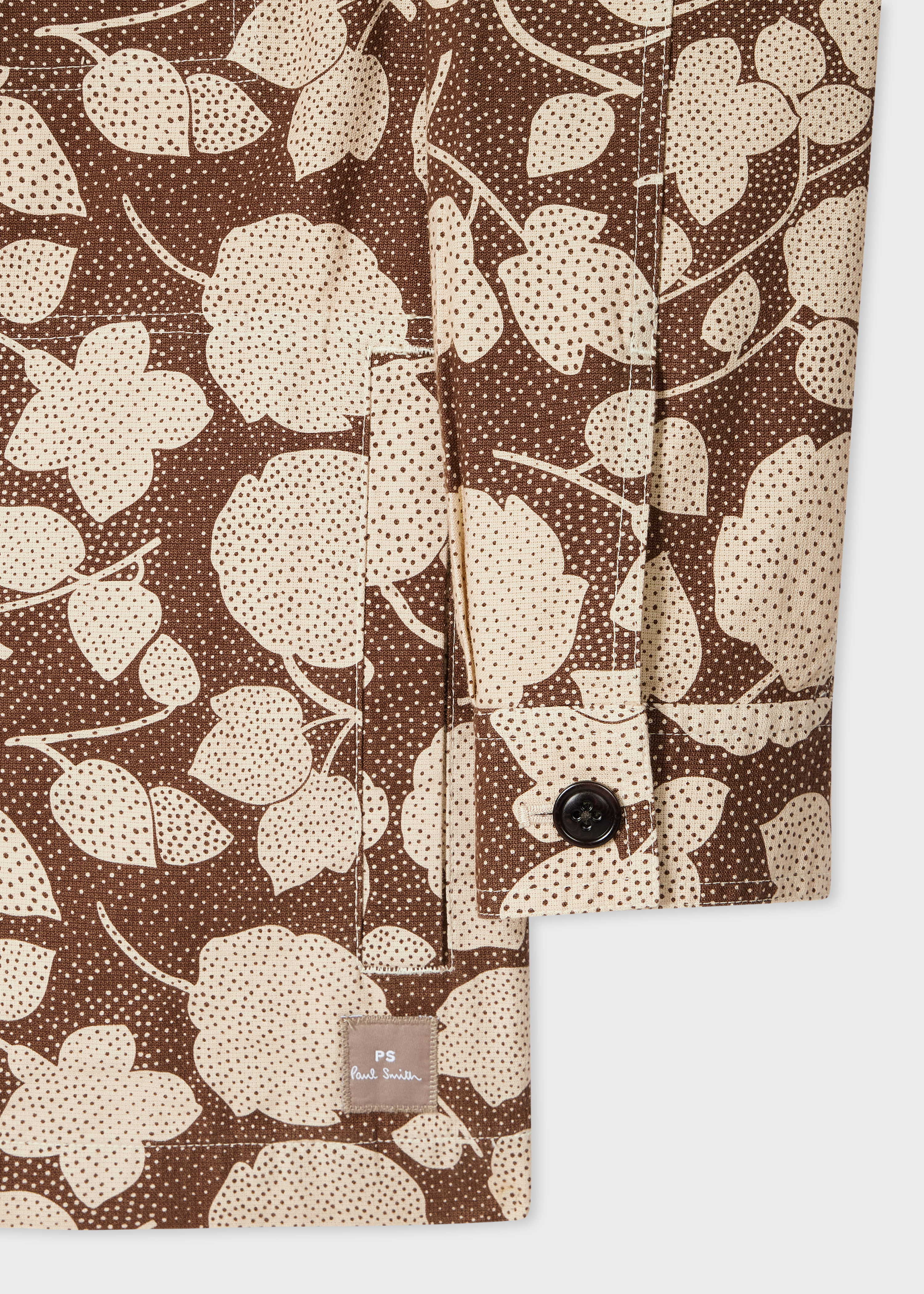 Brown 'Perforated Floral' Cotton Zip Jacket