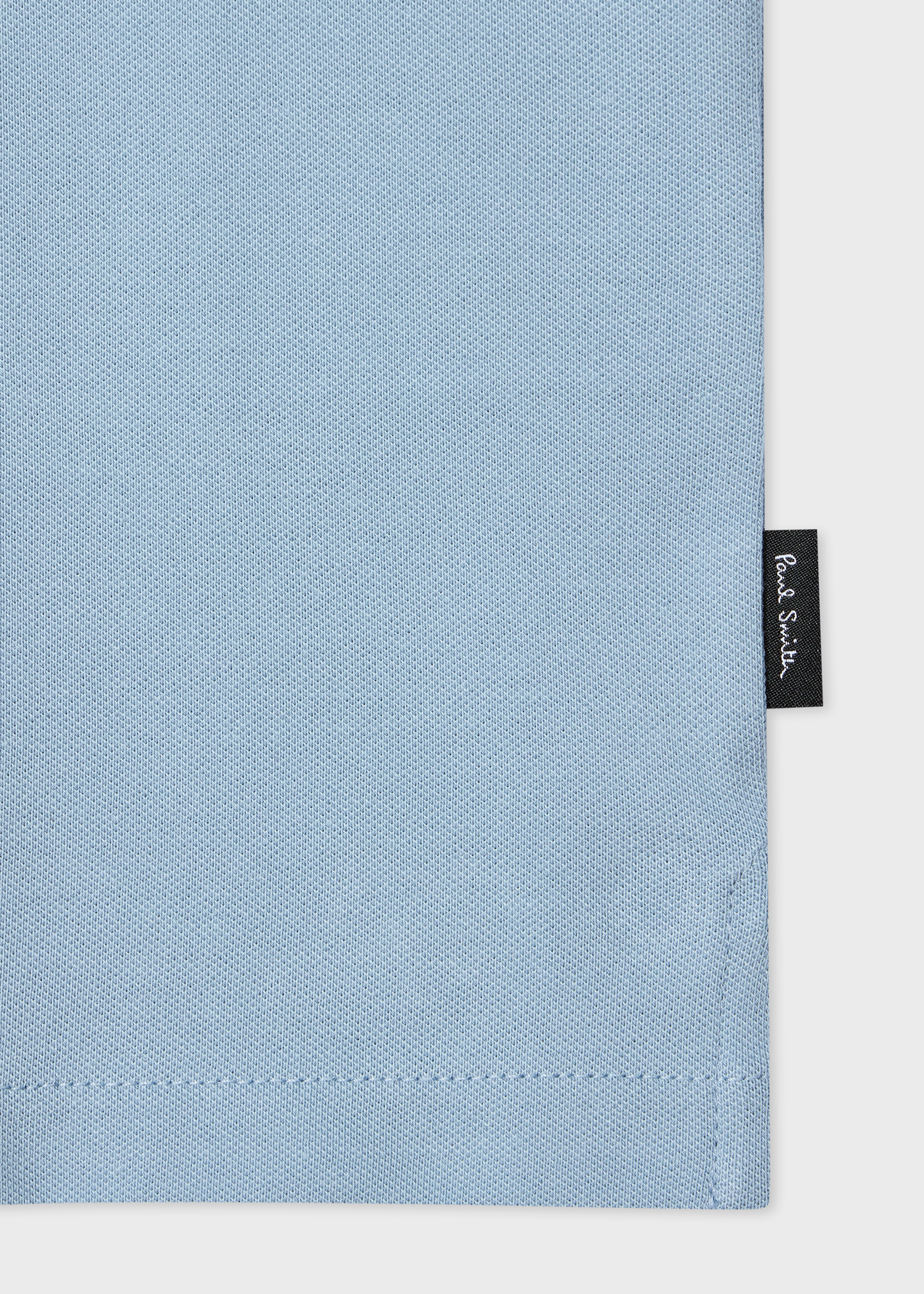Pale Blue Contrast Tipping Zip Polo Shirt