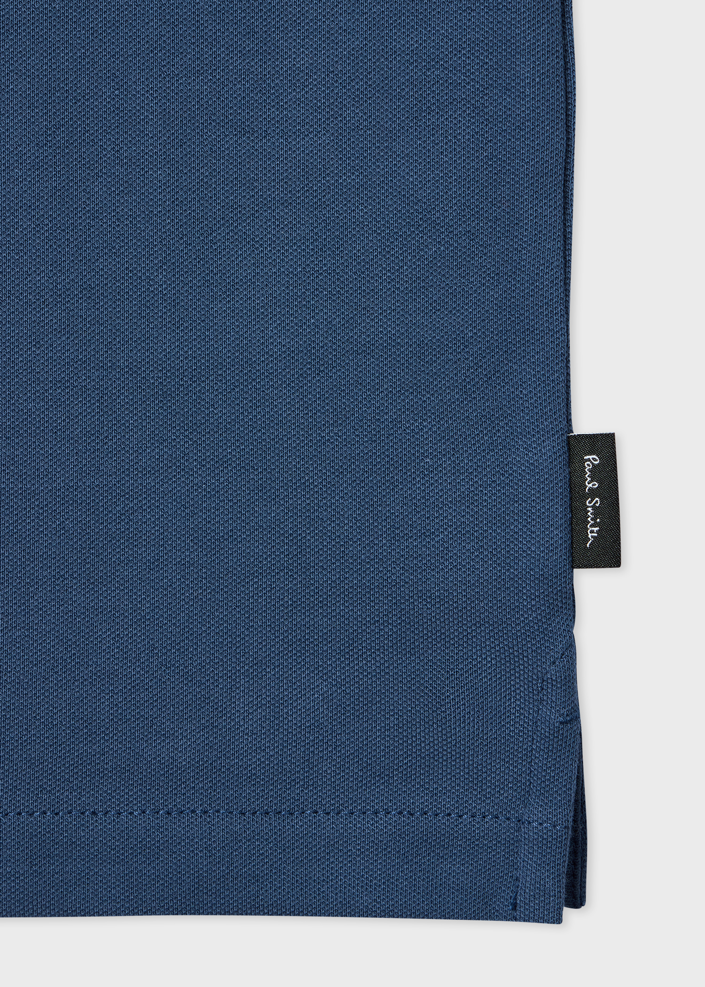 Mid Blue Contrast Tipping Zip Polo Shirt