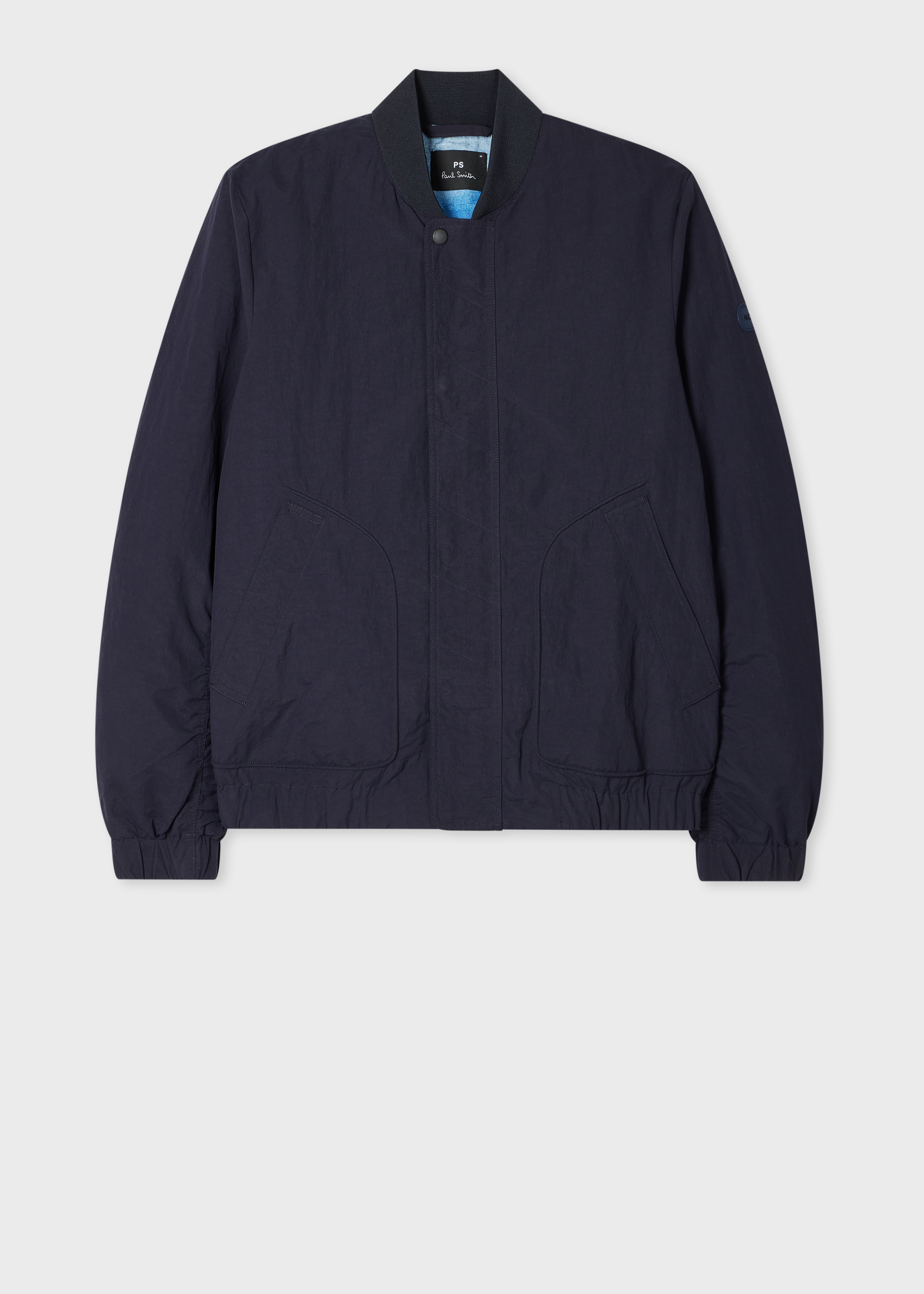 Navy Cotton-Blend Bomber Jacket