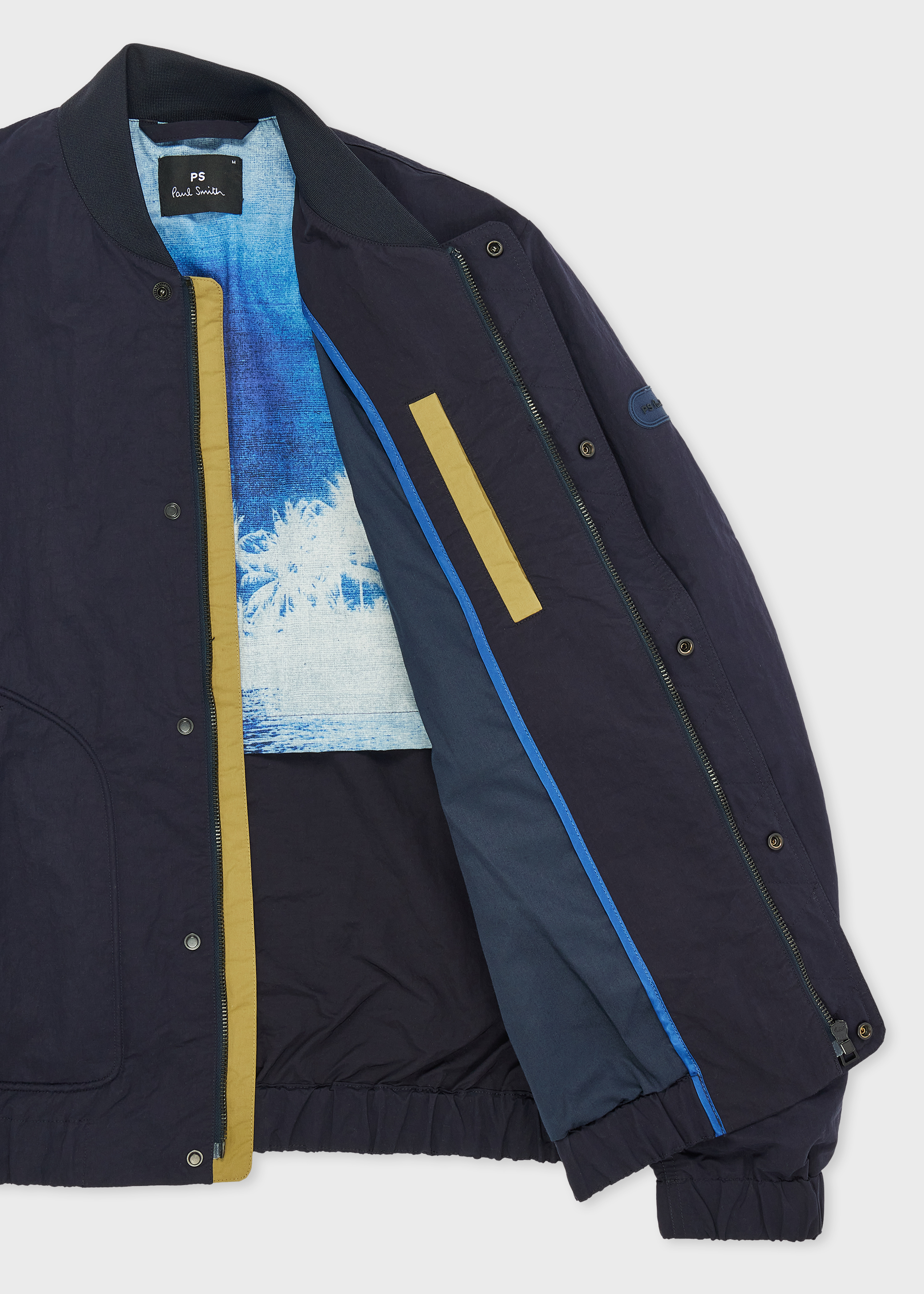 Navy Cotton-Blend Bomber Jacket