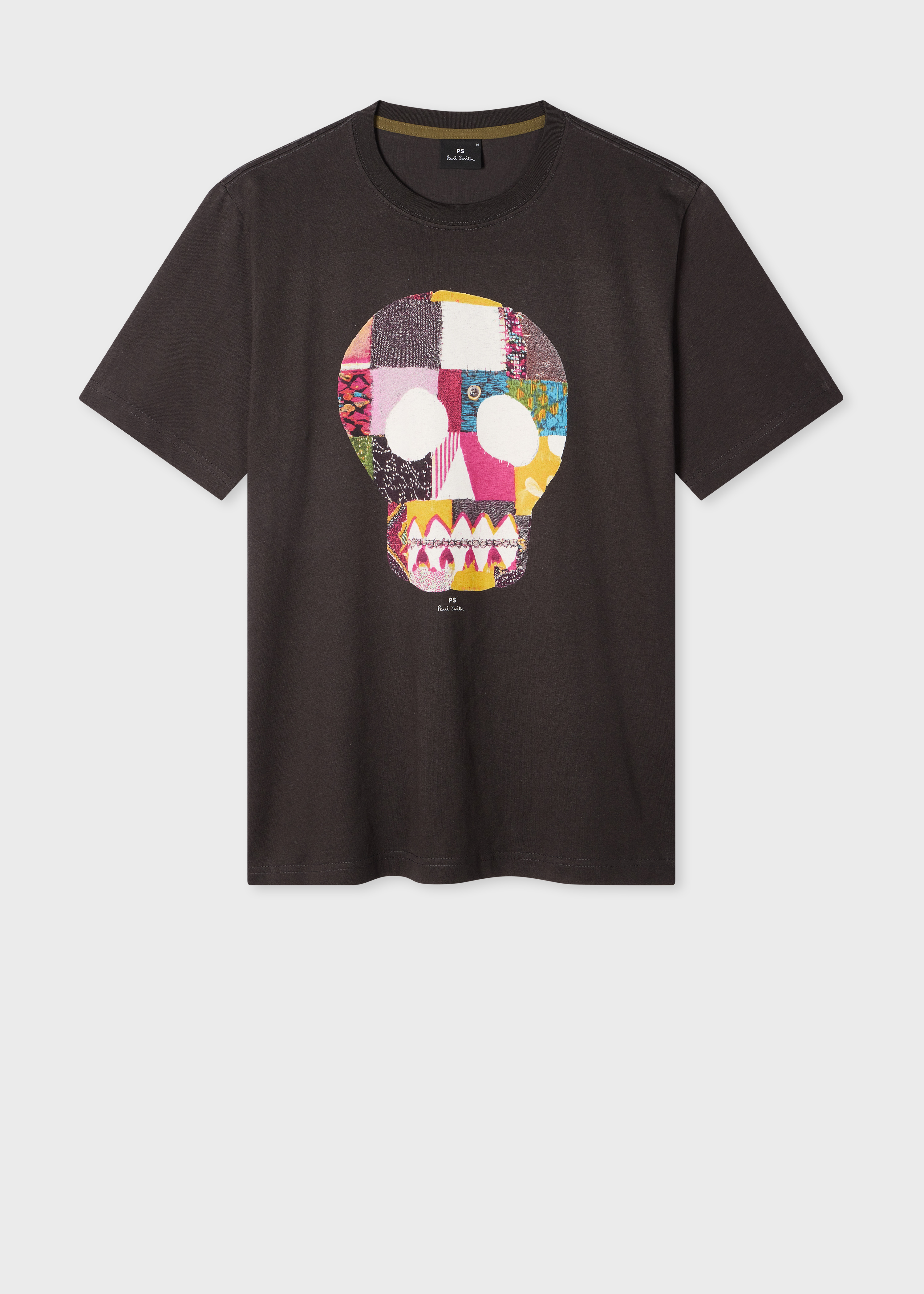 Charcoal Grey 'Fabric Skull' Print T-Shirt