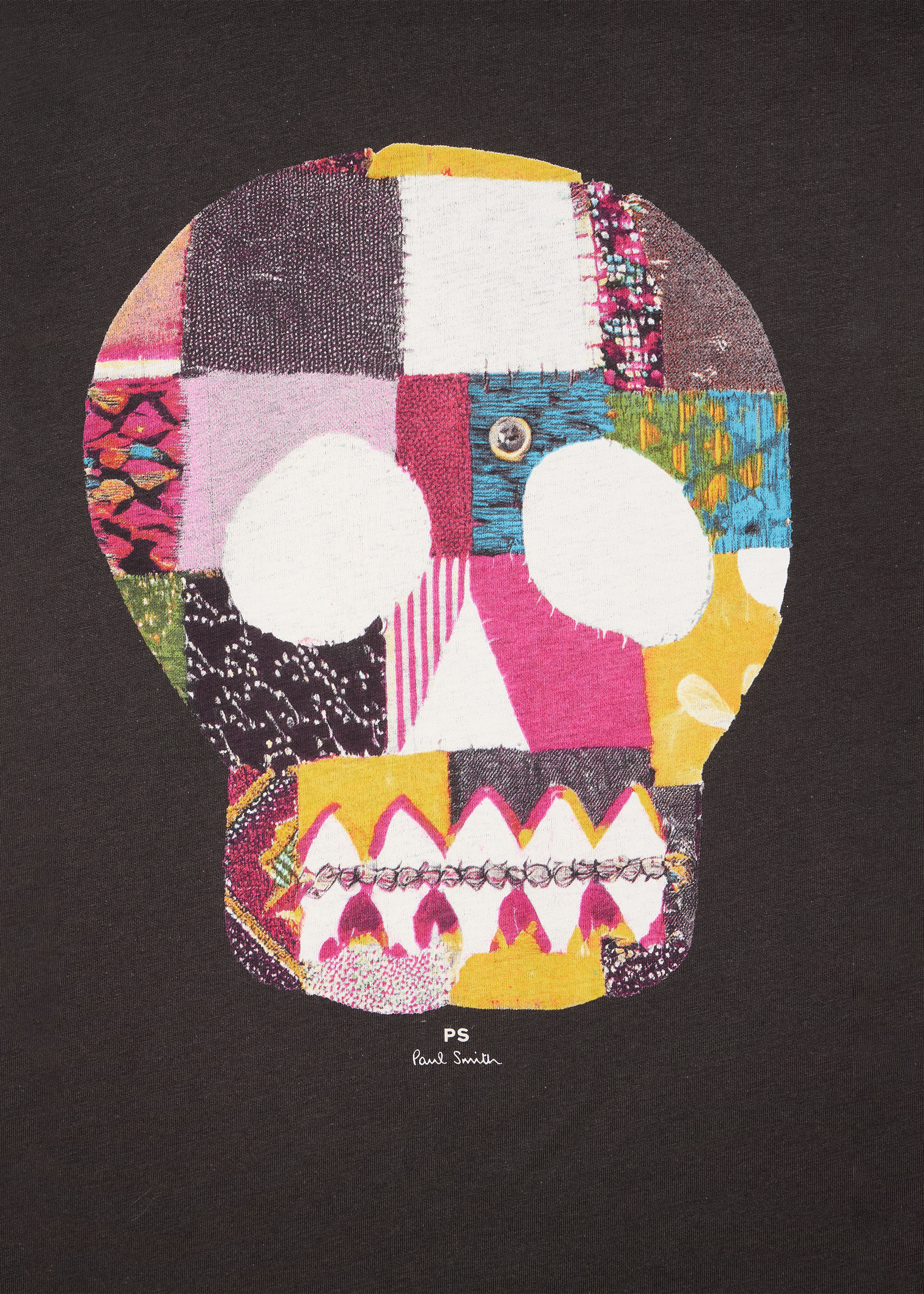 Charcoal Grey 'Fabric Skull' Print T-Shirt