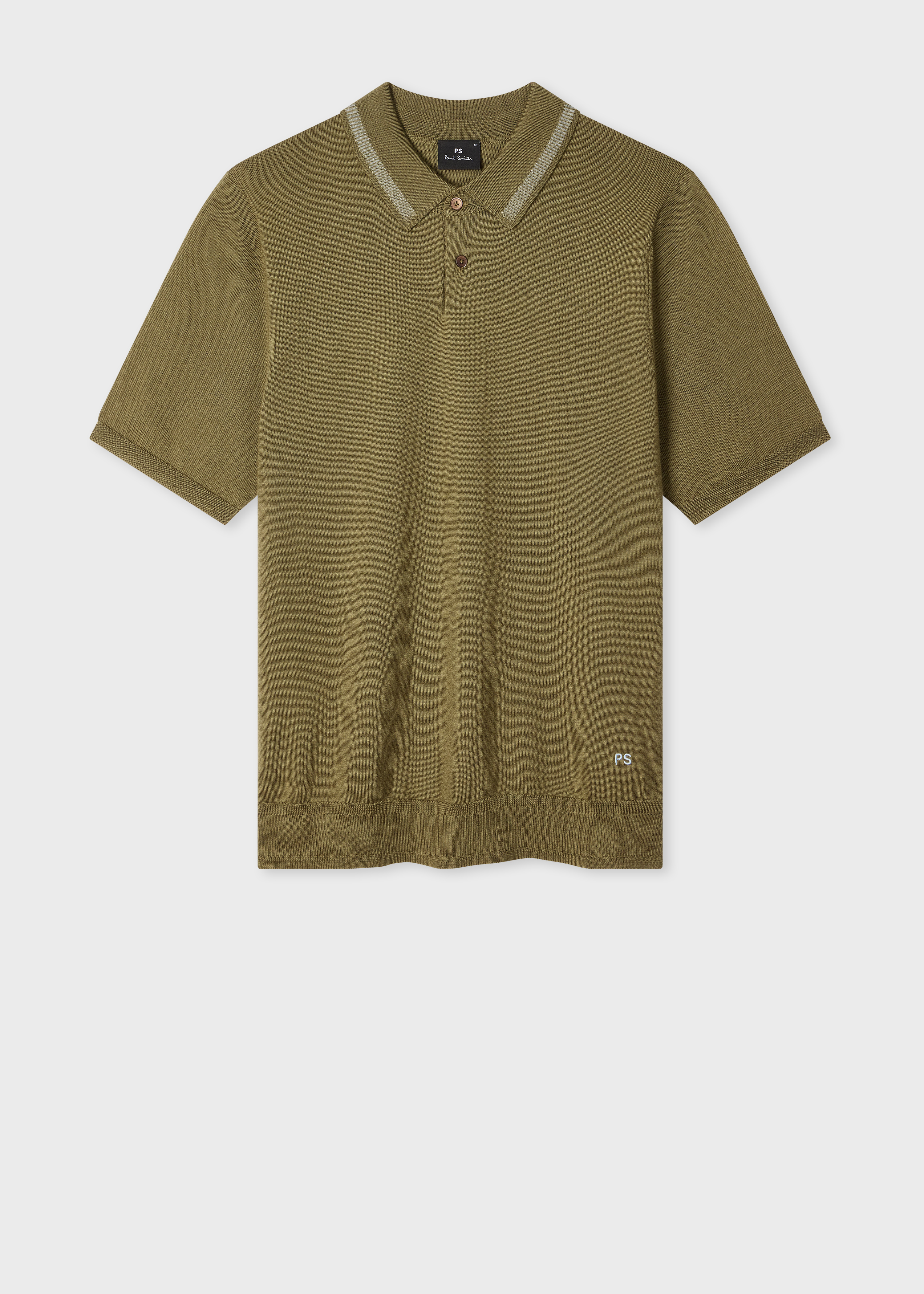 Khaki Merino Wool Polo Shirt