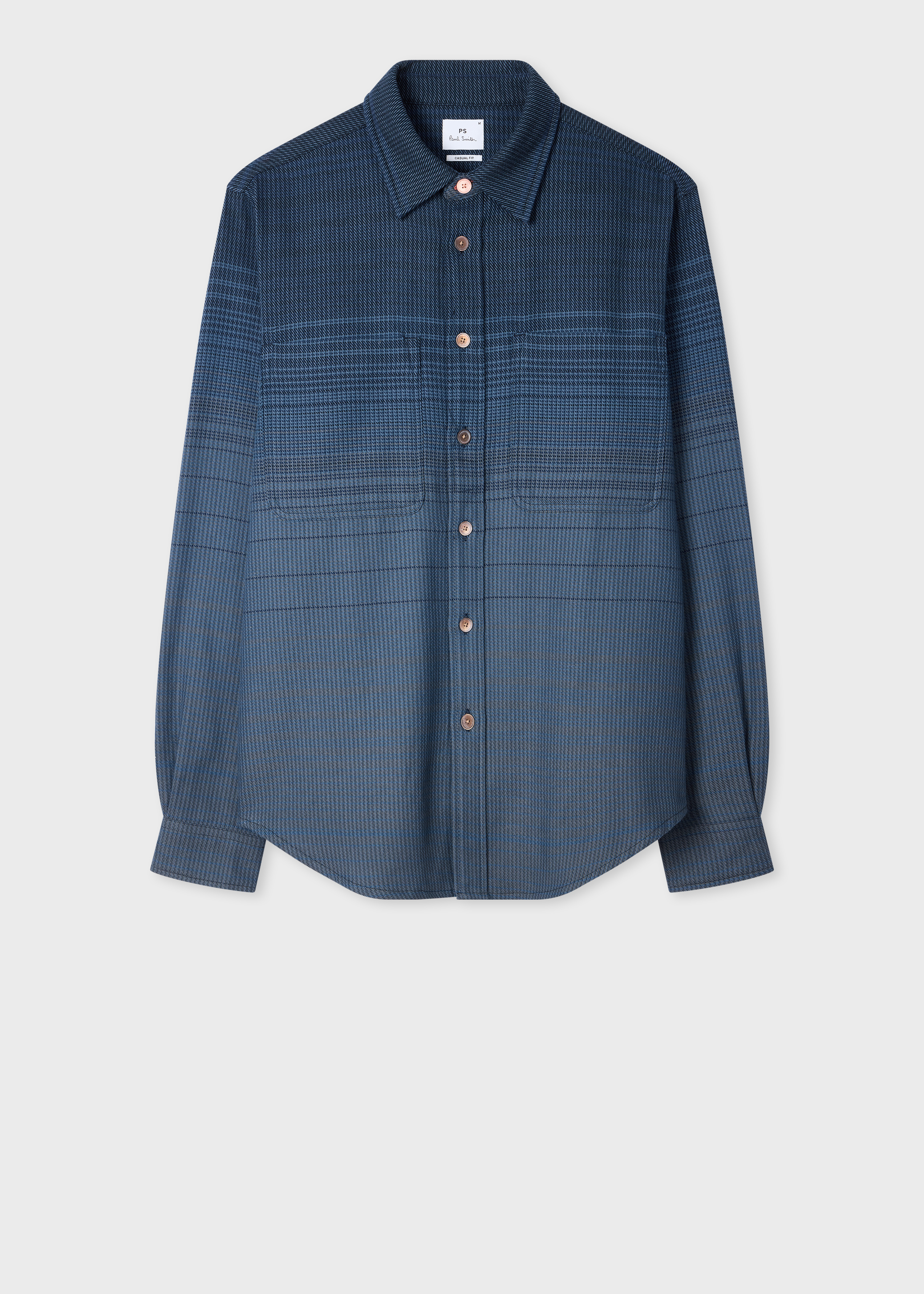Dark Blue Gradient Check Cotton Shirt