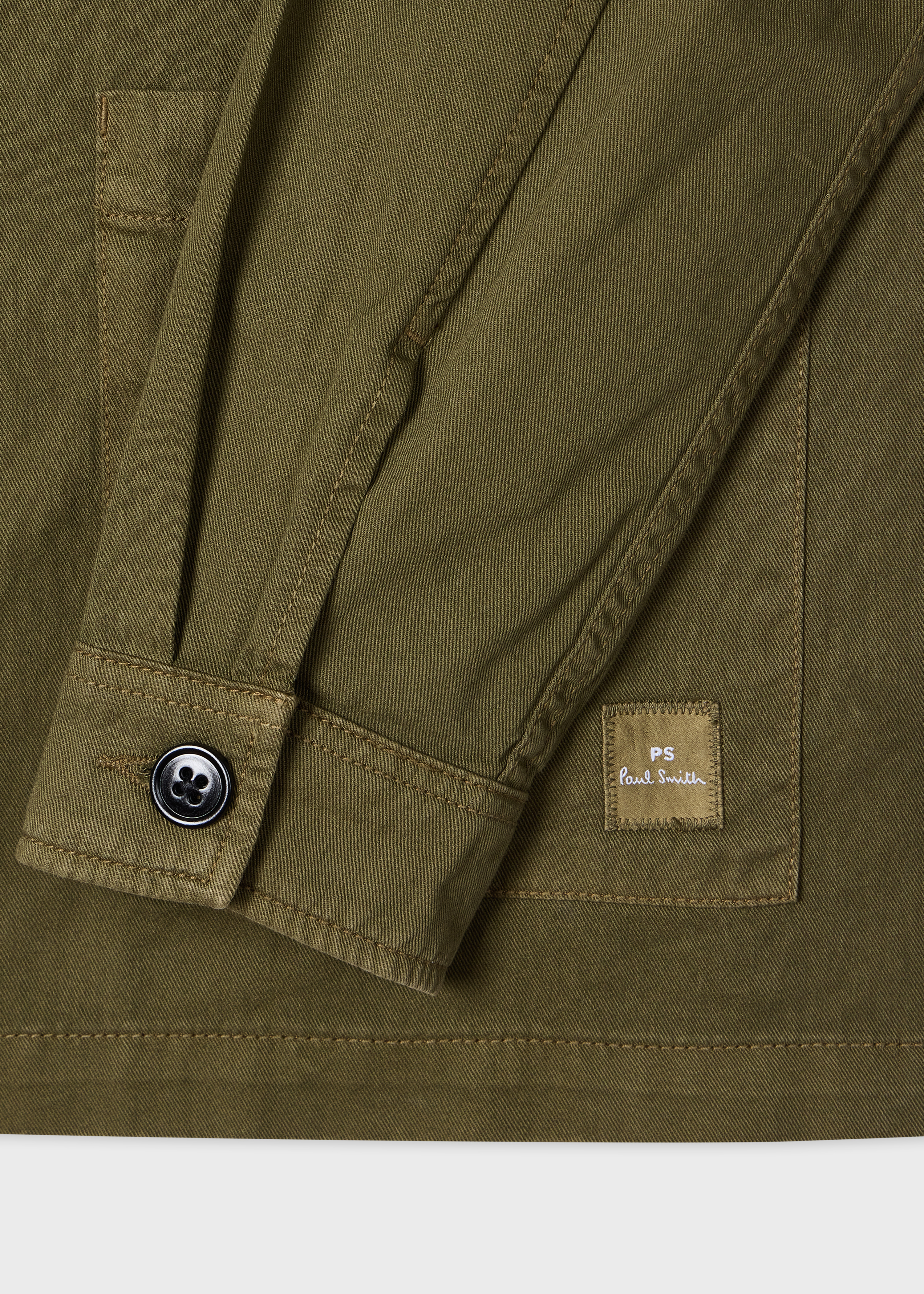 Khaki Cotton-Twill 'Stitch Stripe' Work Jacket