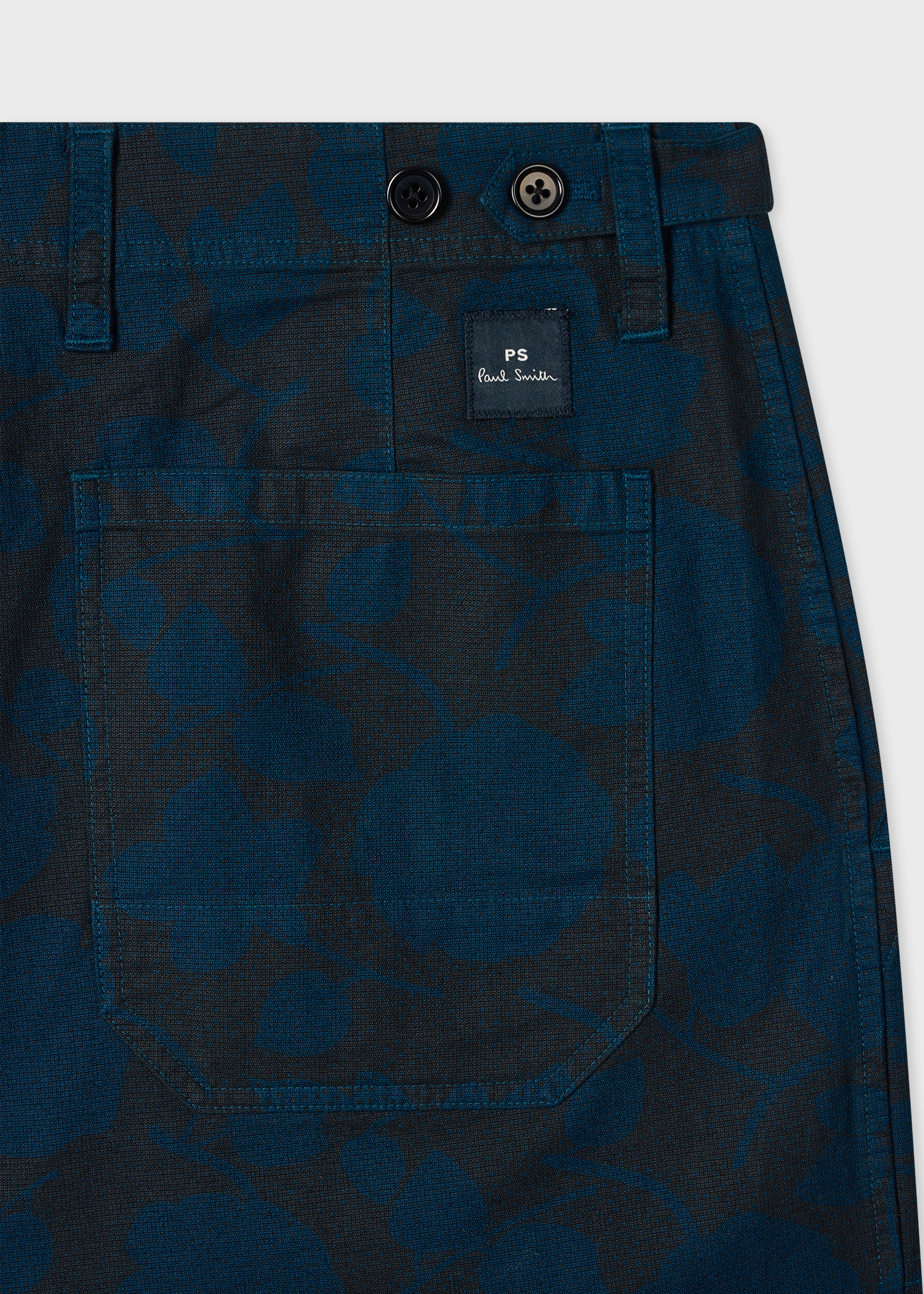 Navy 'Perforated Floral' Cotton Shorts