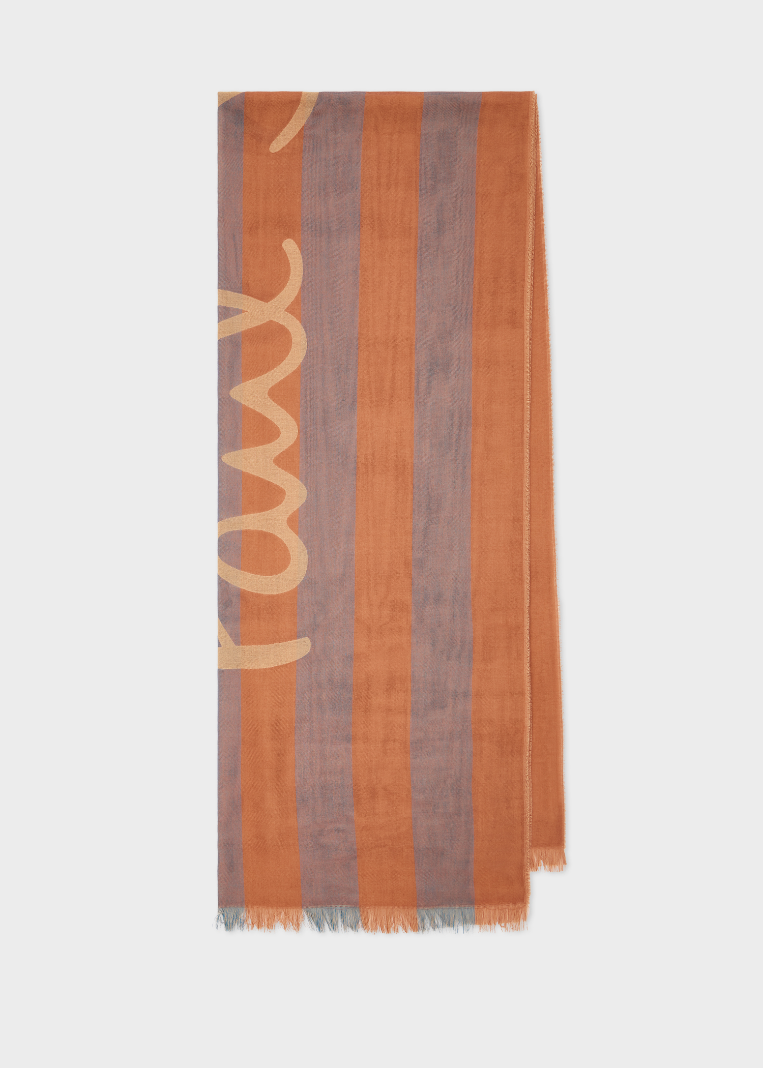 Women's Orange Stripe Cotton Logo Scarf