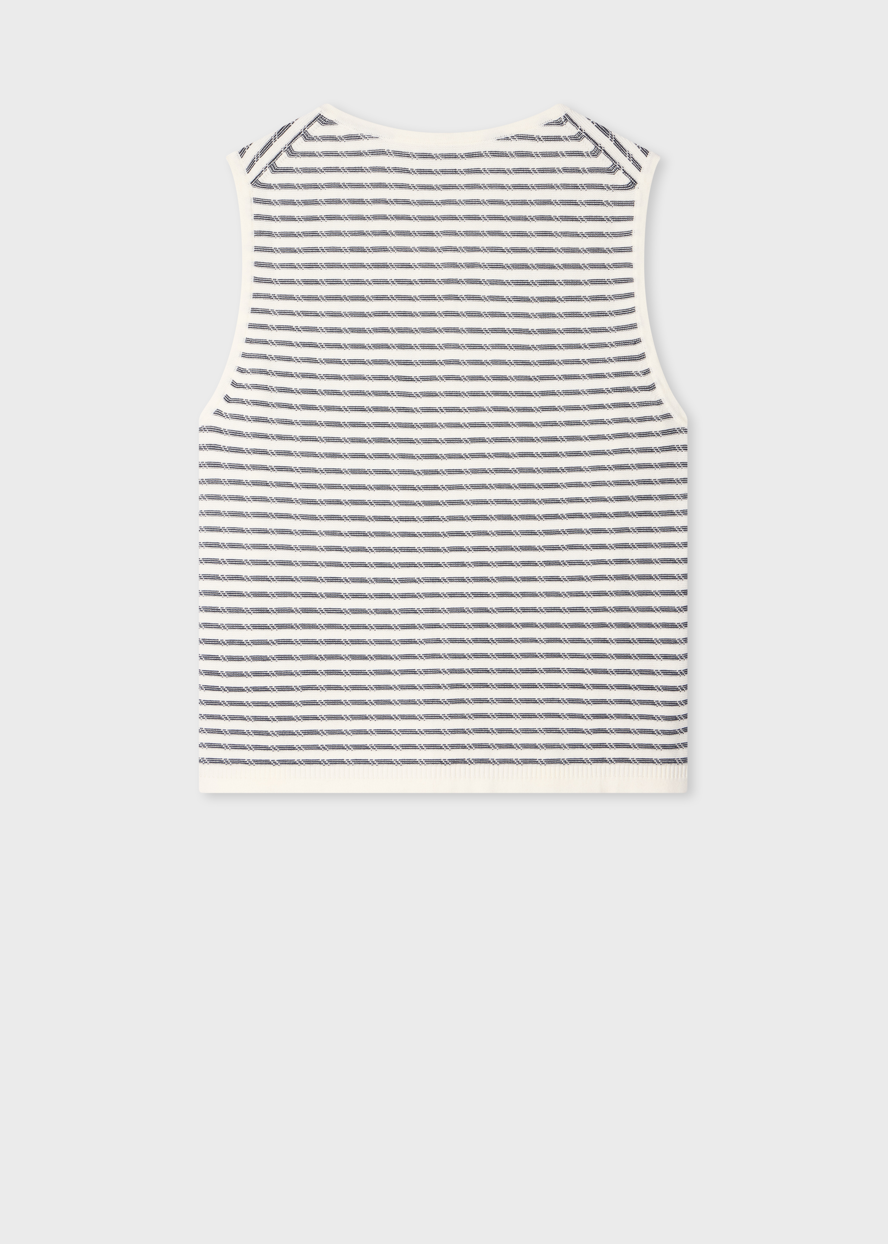 Women's White Knitted Stripe Waistcoat