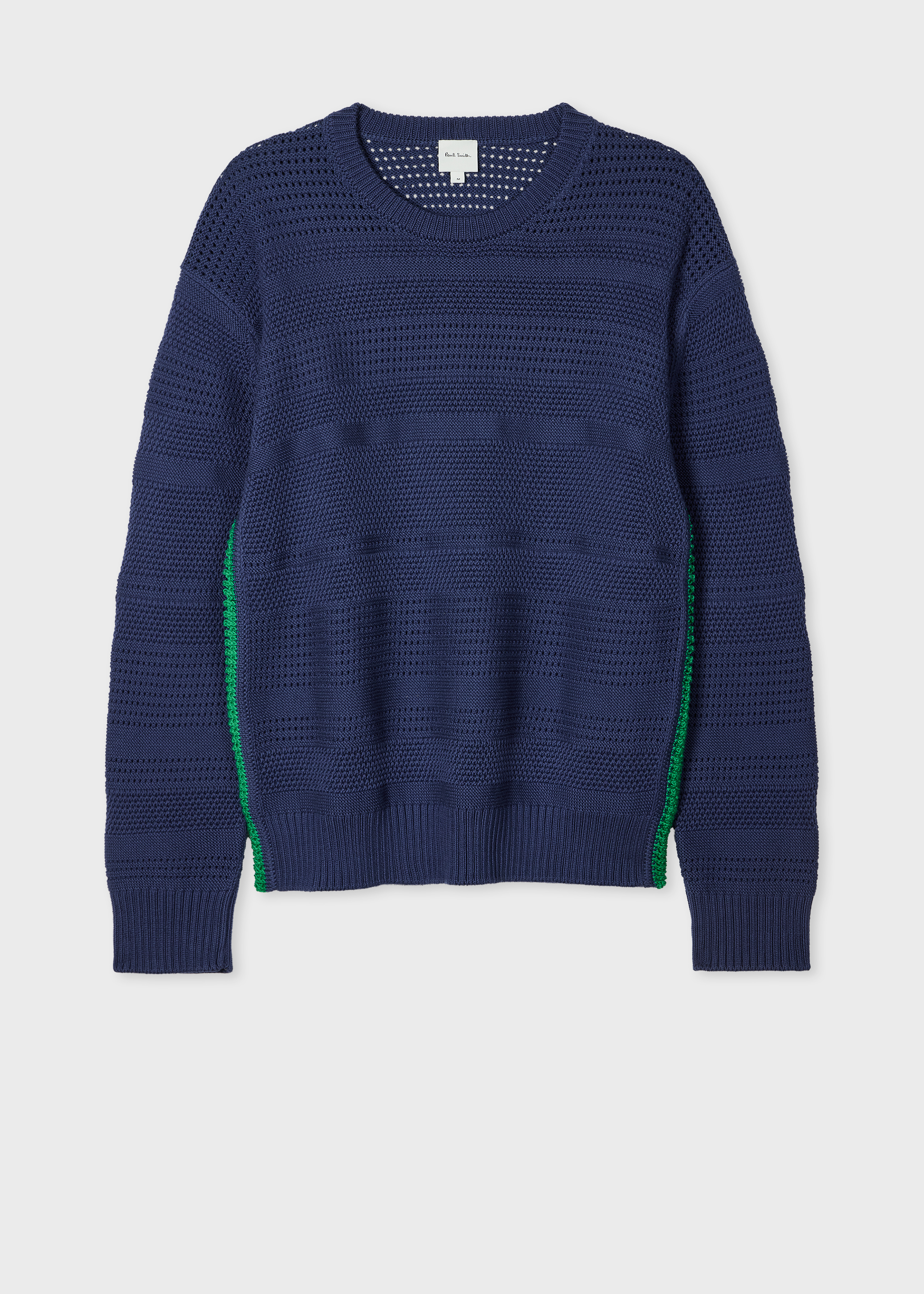 Navy Textured Cotton Sweater
