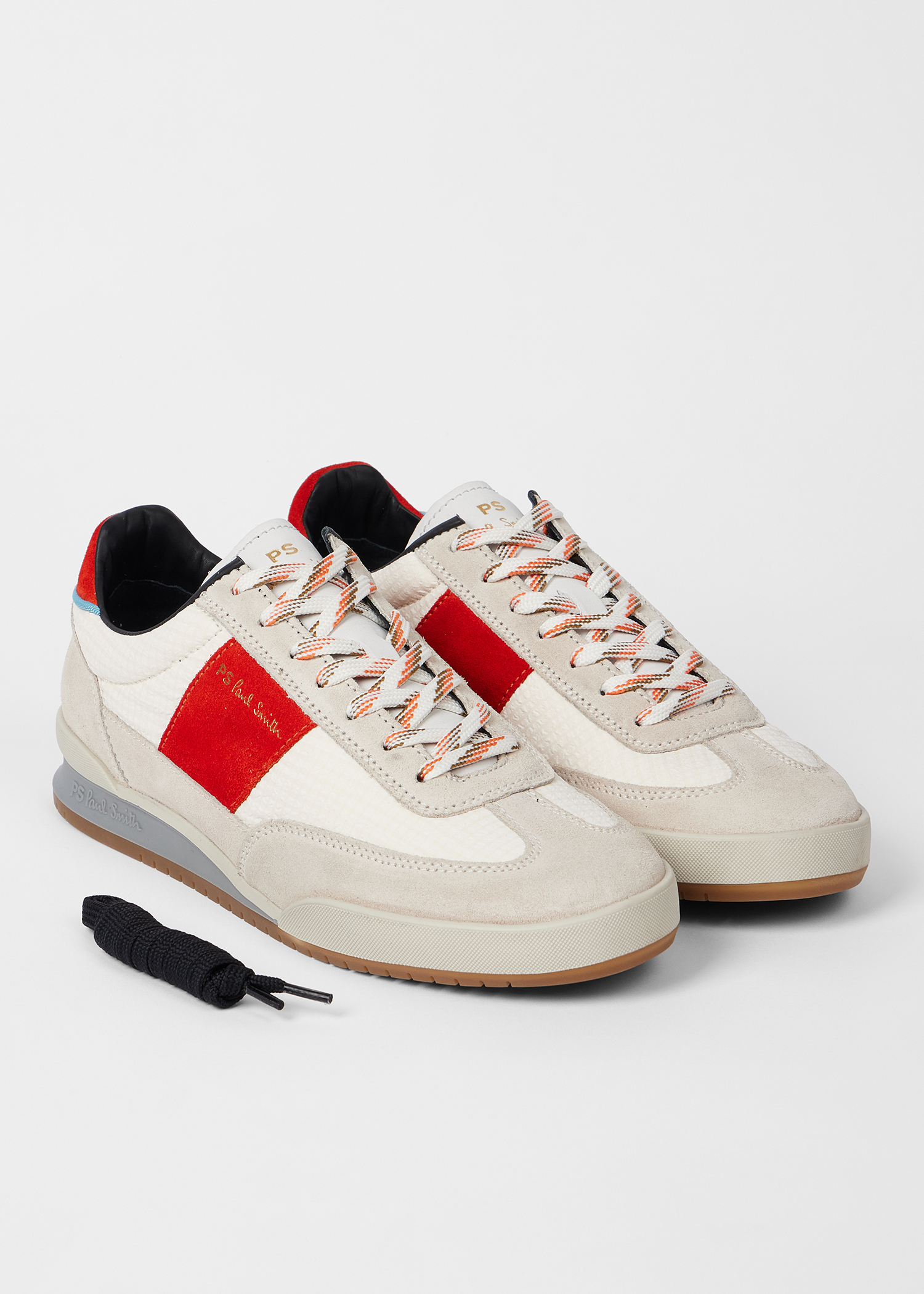 White and Red 'Dover' Trainers