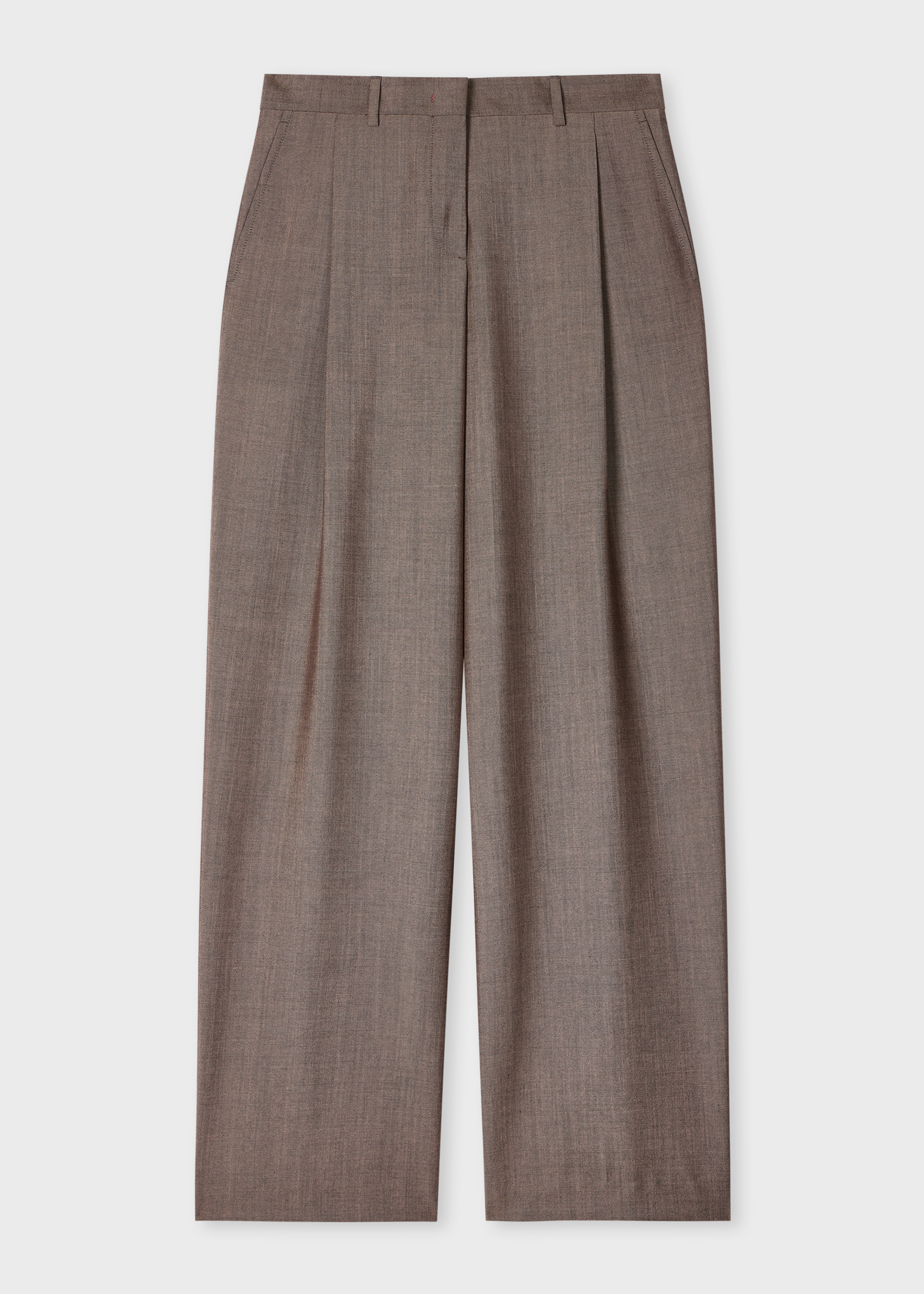Women's Brown Mohair-Wool Wide-Leg Trousers