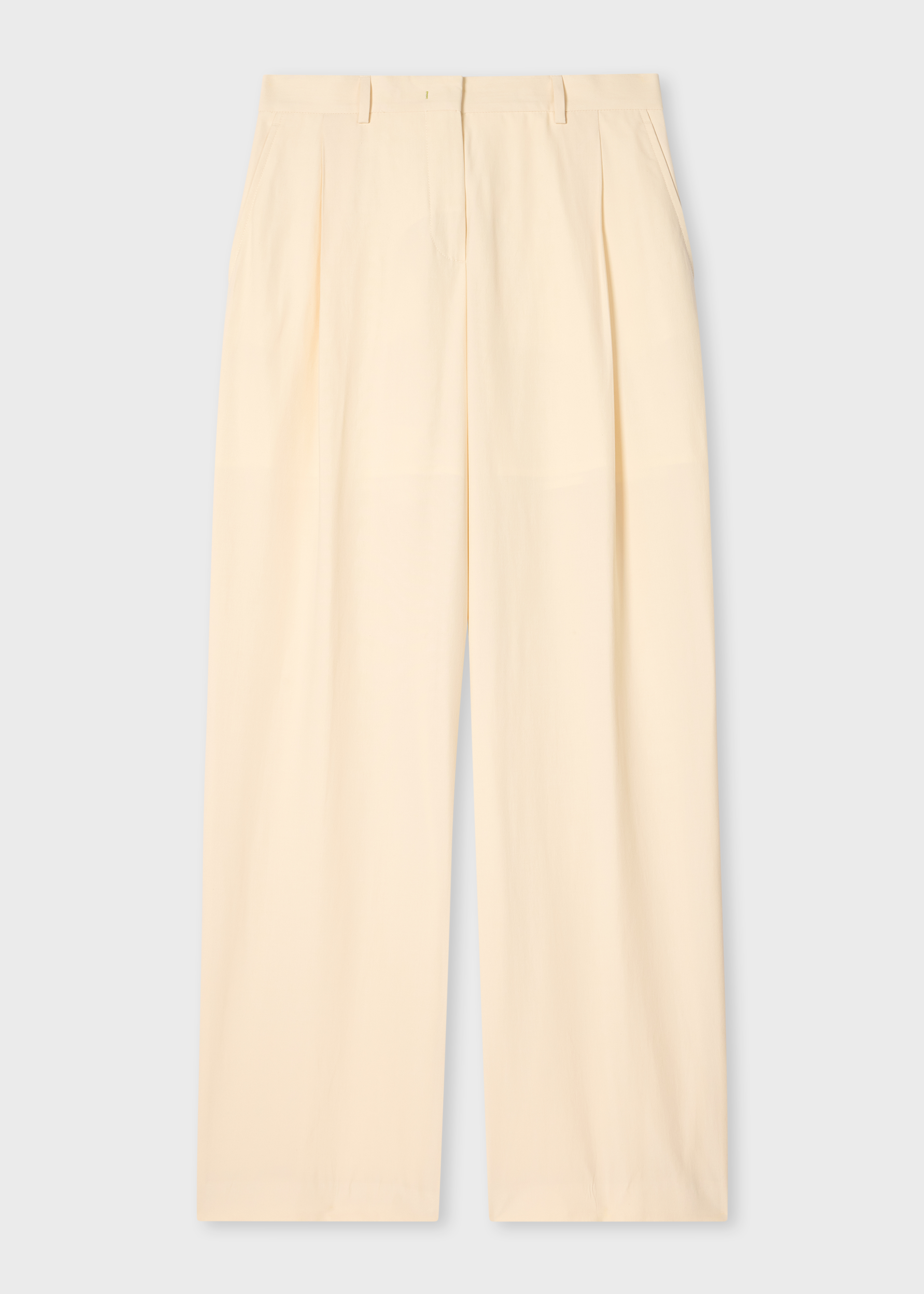 Women's Ecru Cotton Wide-Leg Trousers