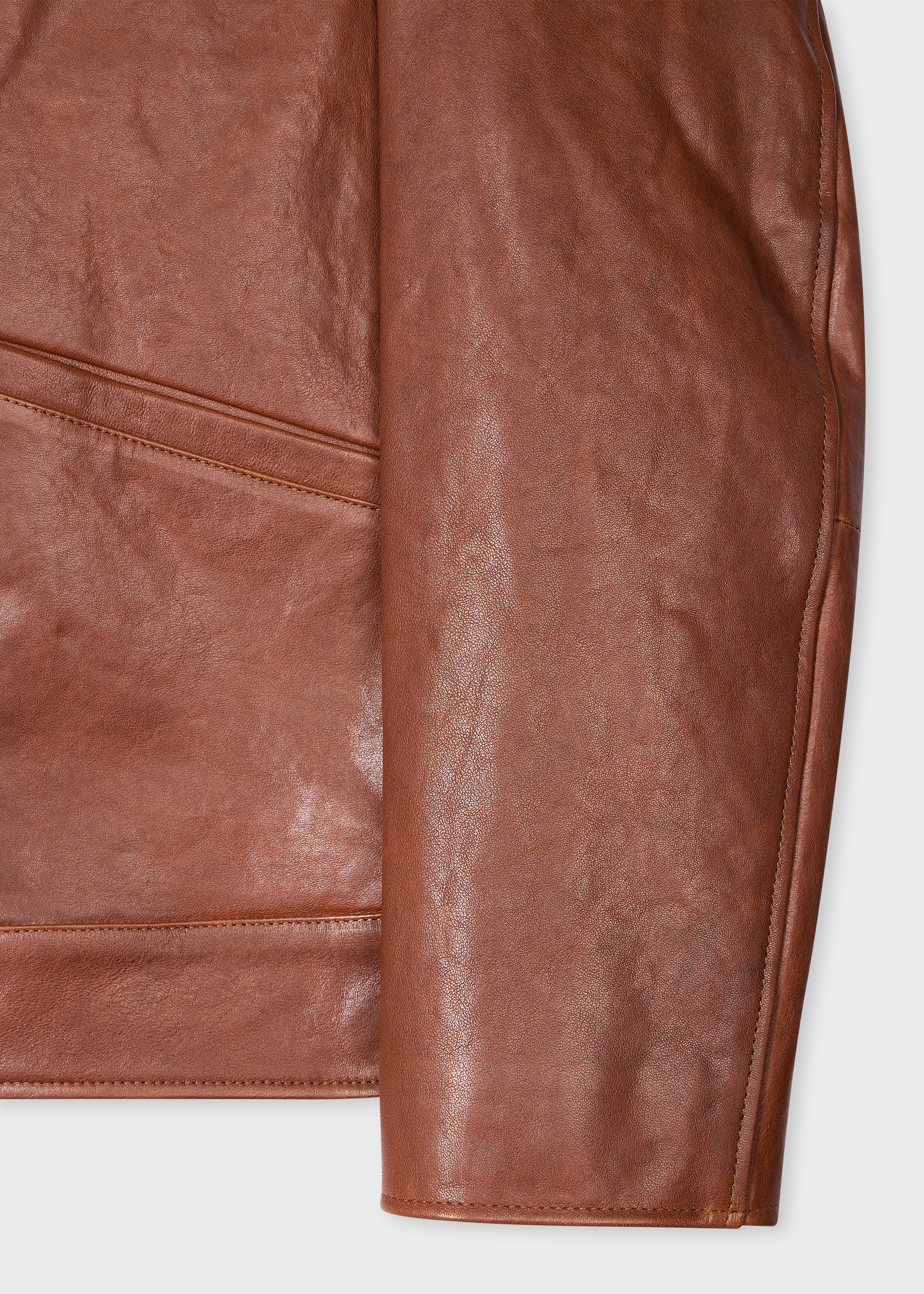 Brown Leather Jacket with Detachable Collar