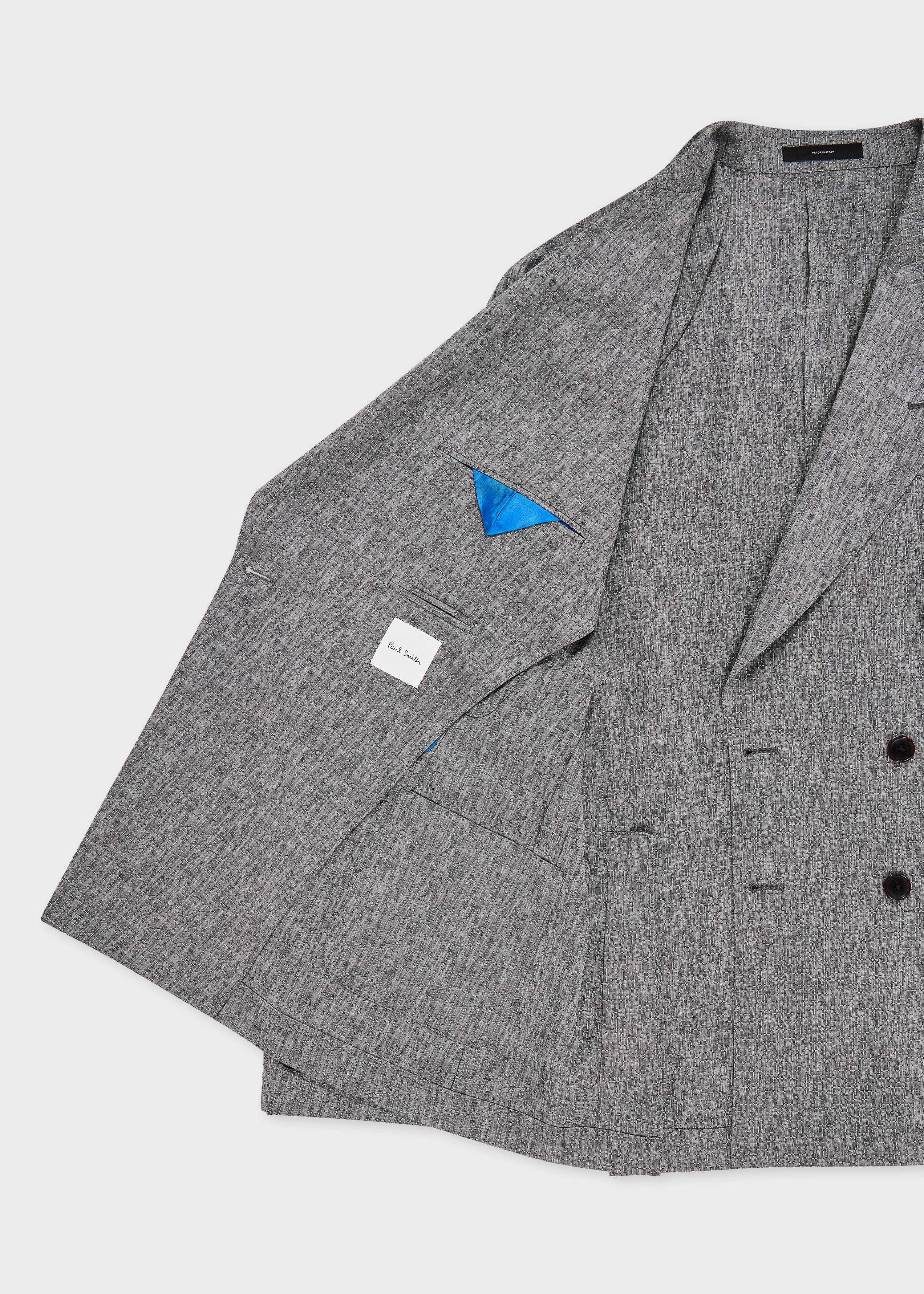Grey Wool Jacquard Double-Breasted Blazer