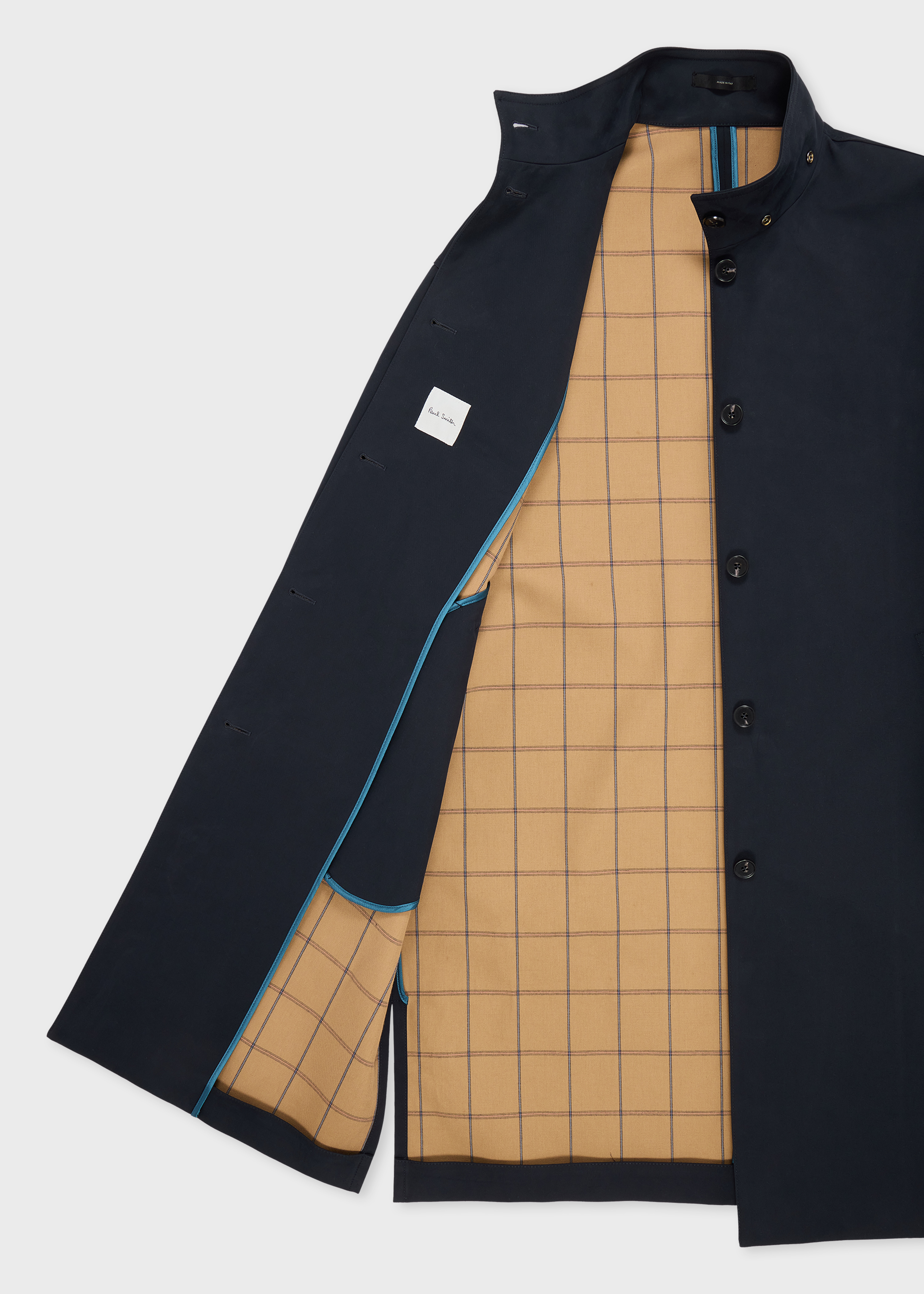 Women's Blue Cotton-Blend Hooded Coat