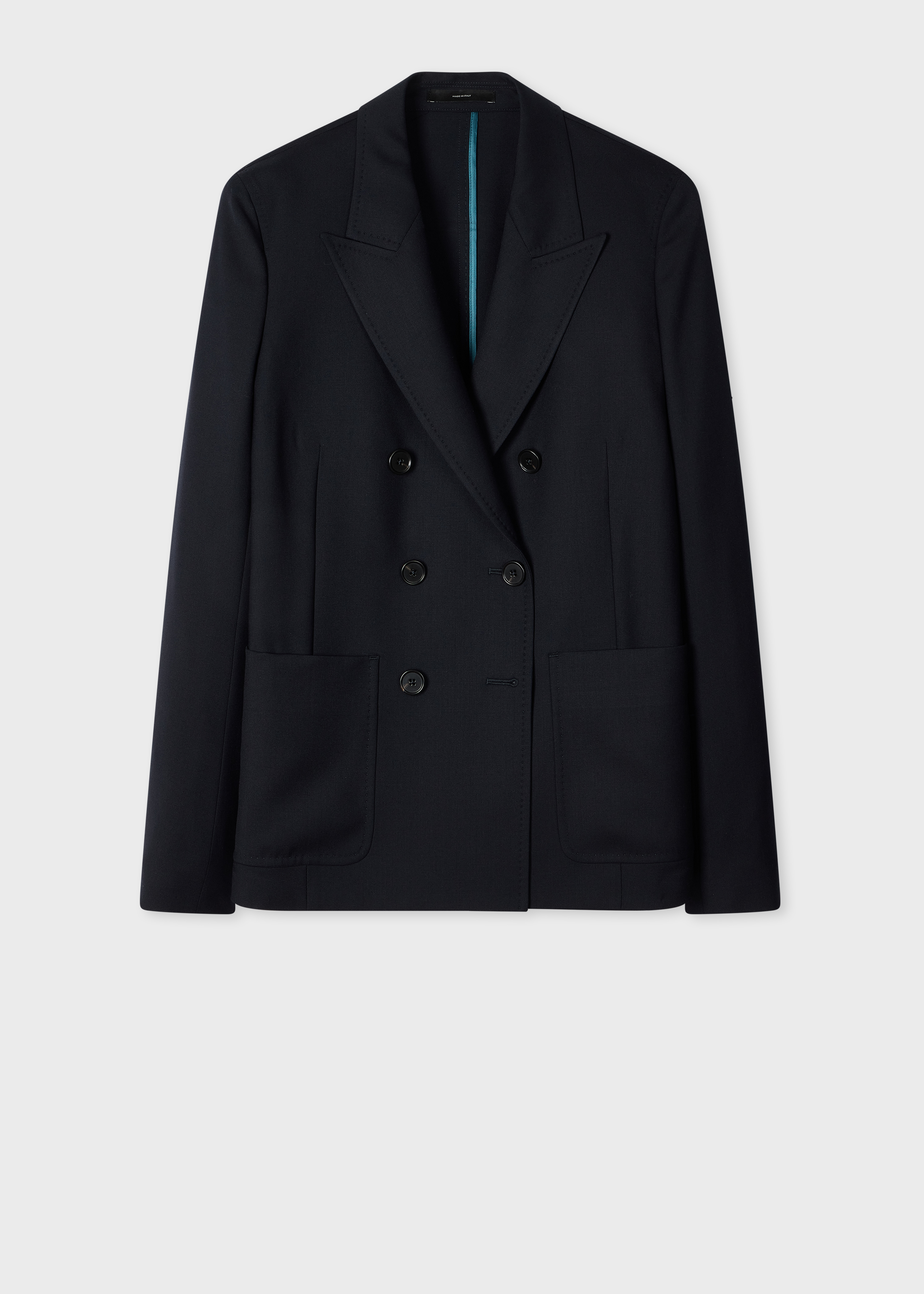 Women's A Suit To Travel In - Navy Unlined Double-Breasted Wool Blazer