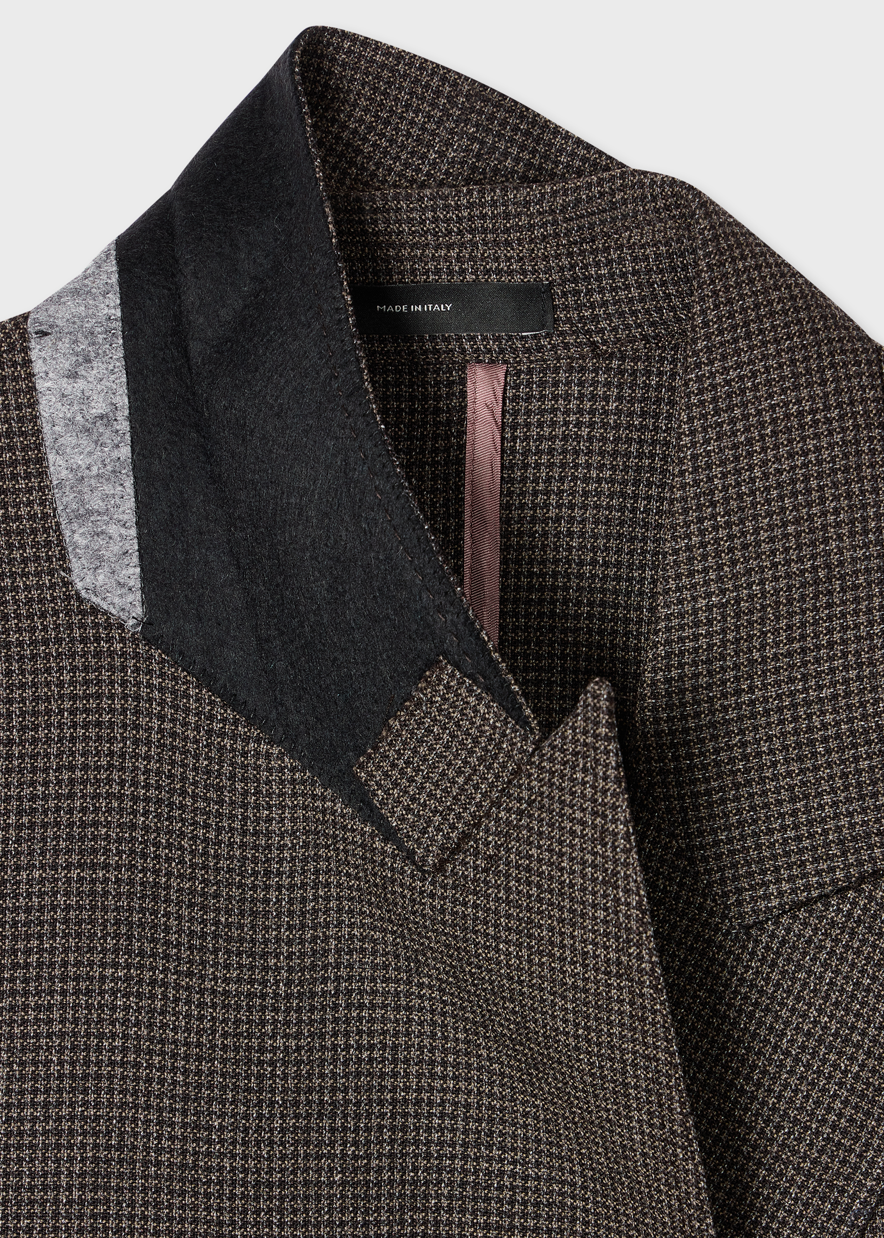 Women's Brown Wool Houndstooth Double Breasted Blazer