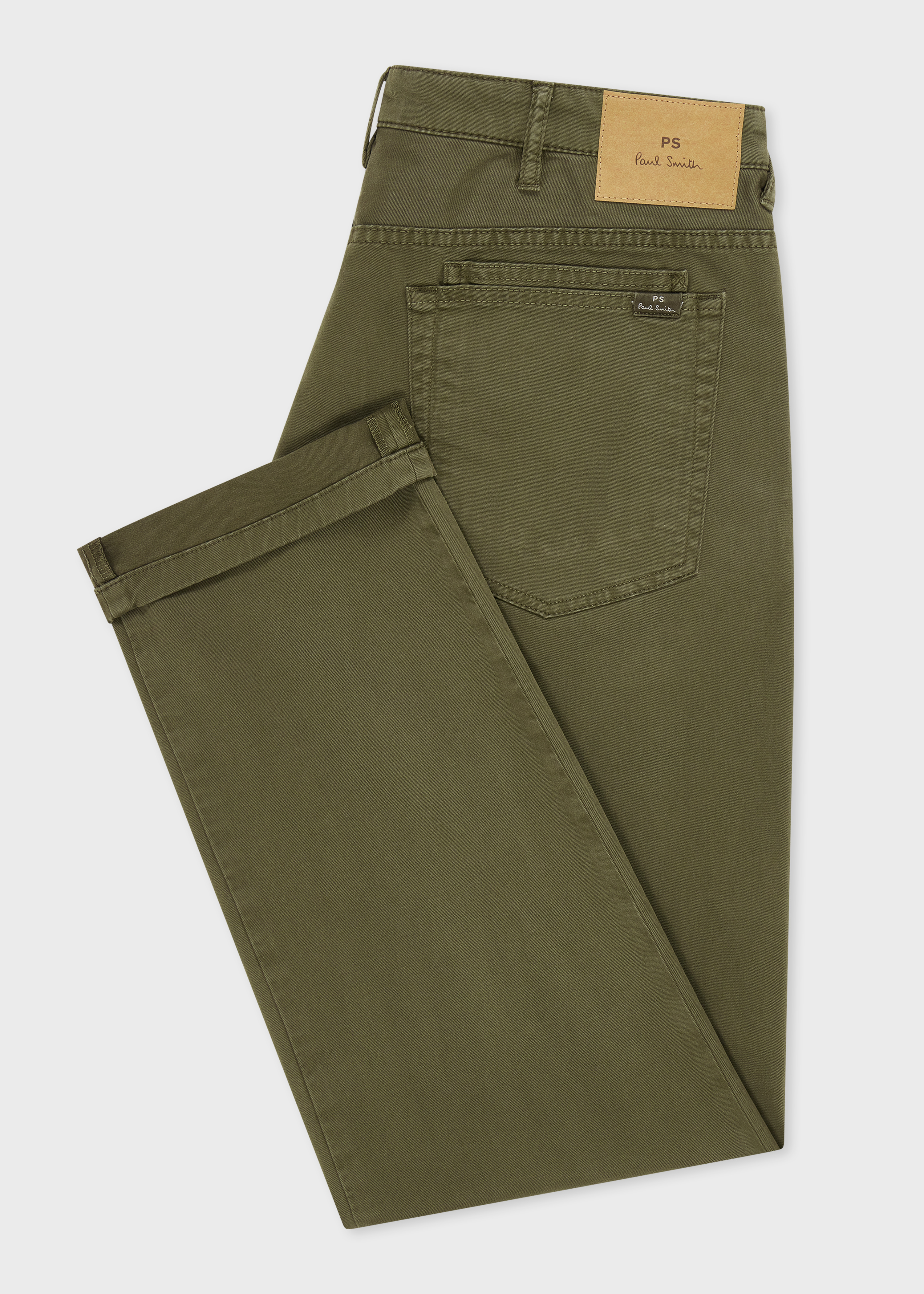 Relaxed Tapered-Fit Khaki Stretch Cotton-Twill Jeans
