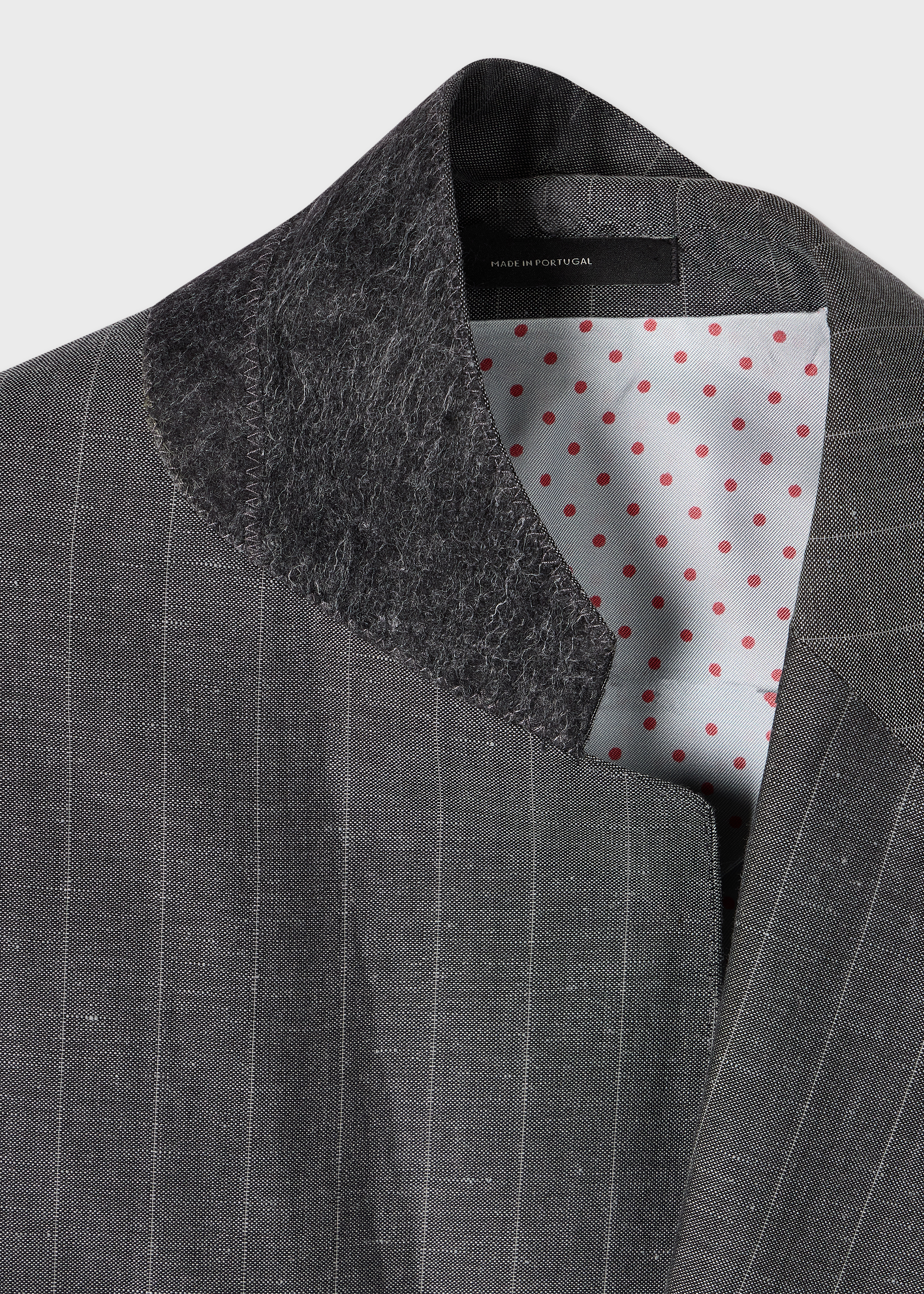 Grey Wool-Linen Pinstripe Buggy-Lined Blazer