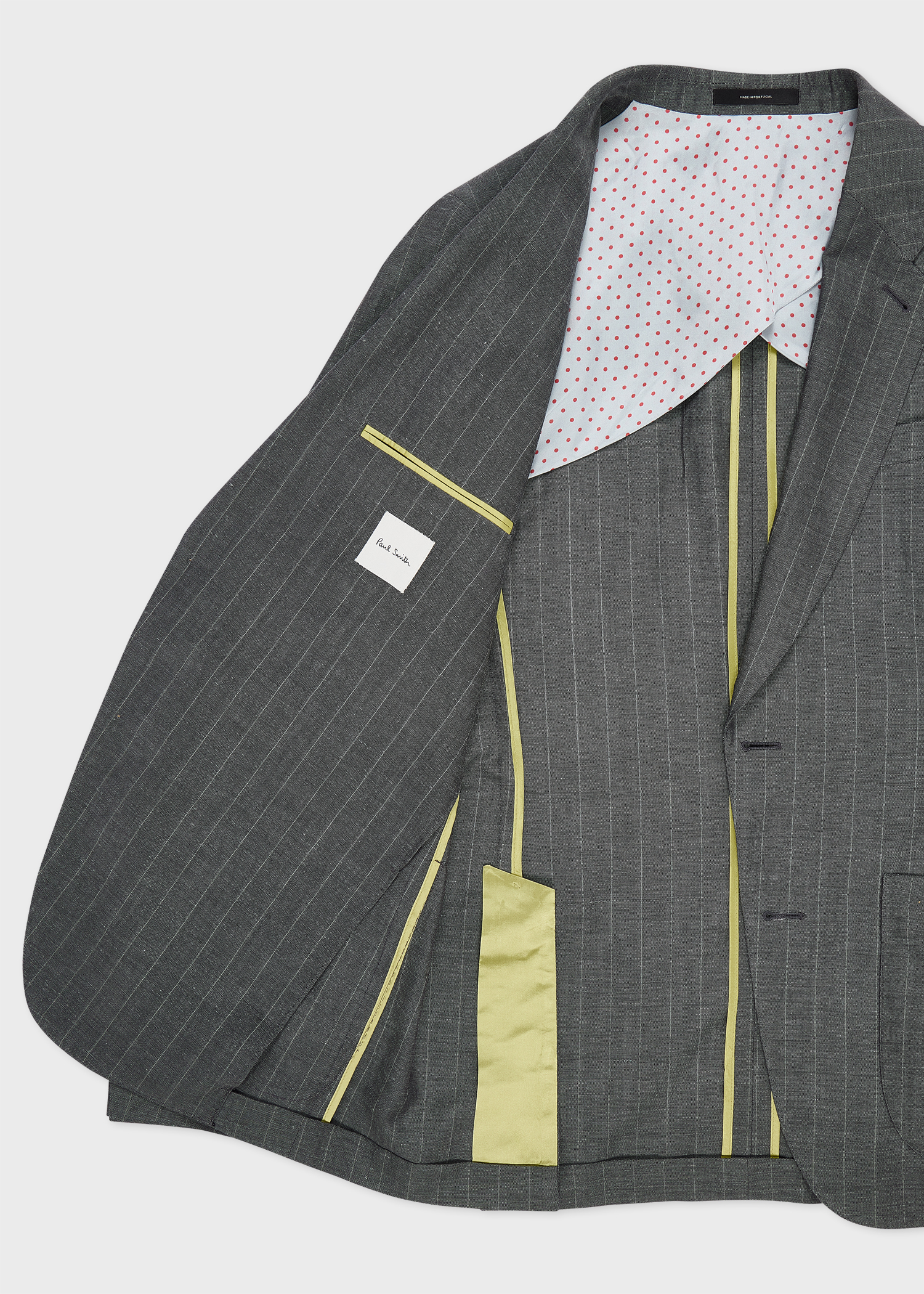 Grey Wool-Linen Pinstripe Buggy-Lined Blazer
