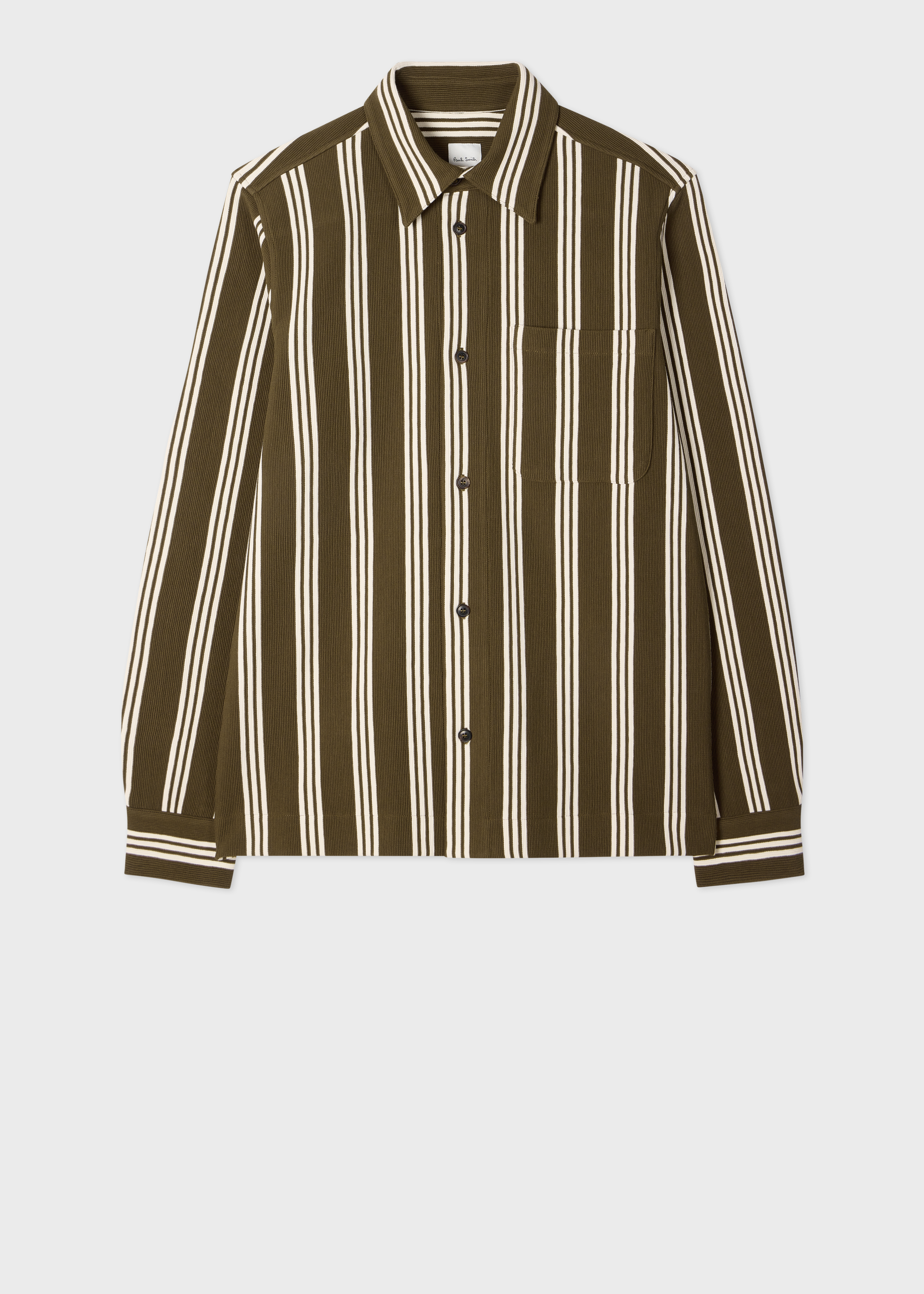Khaki Cotton-Blend Jersey Stripe Shirt
