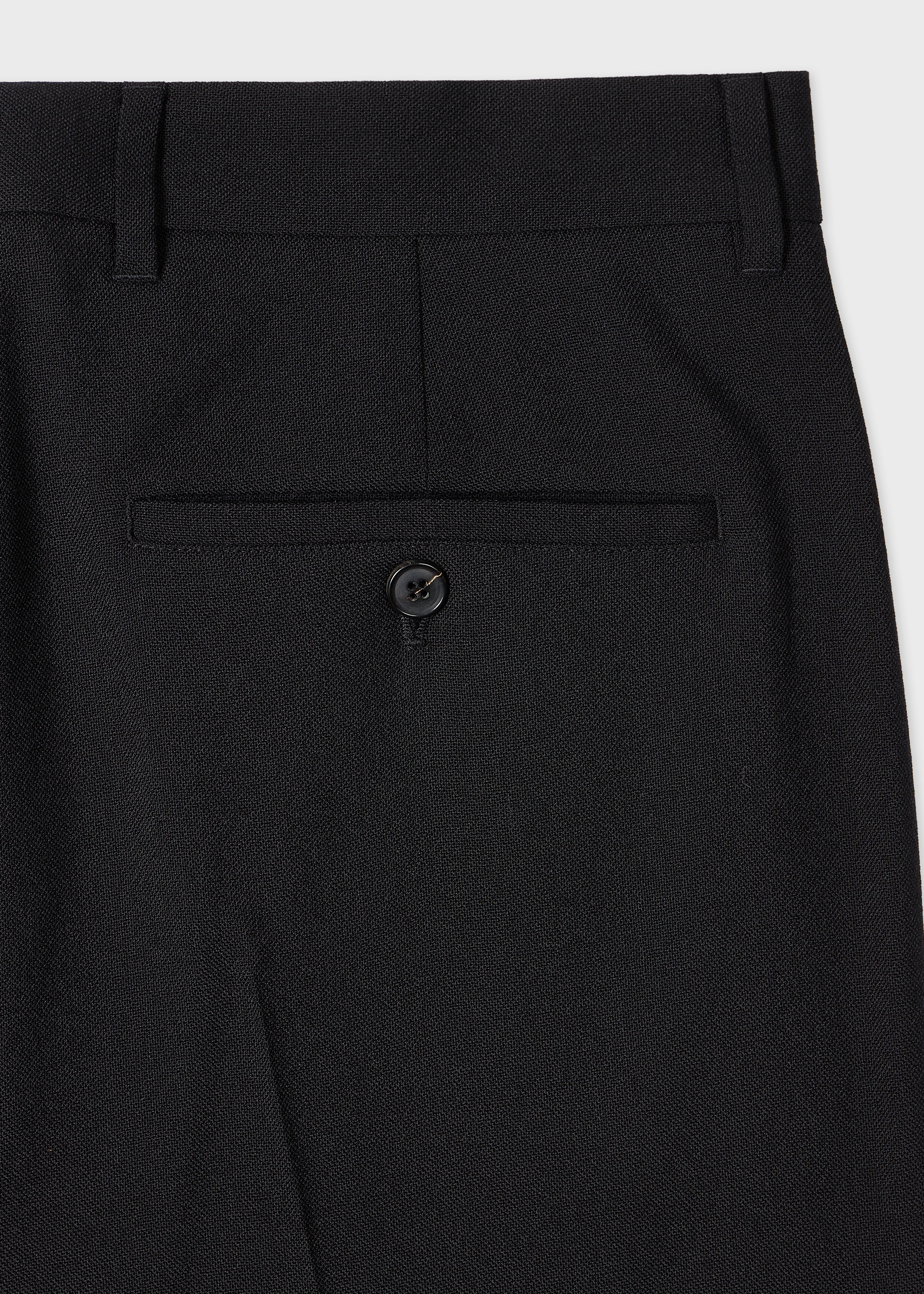Black Two-Ply Hopsack Wool Pleated Trousers