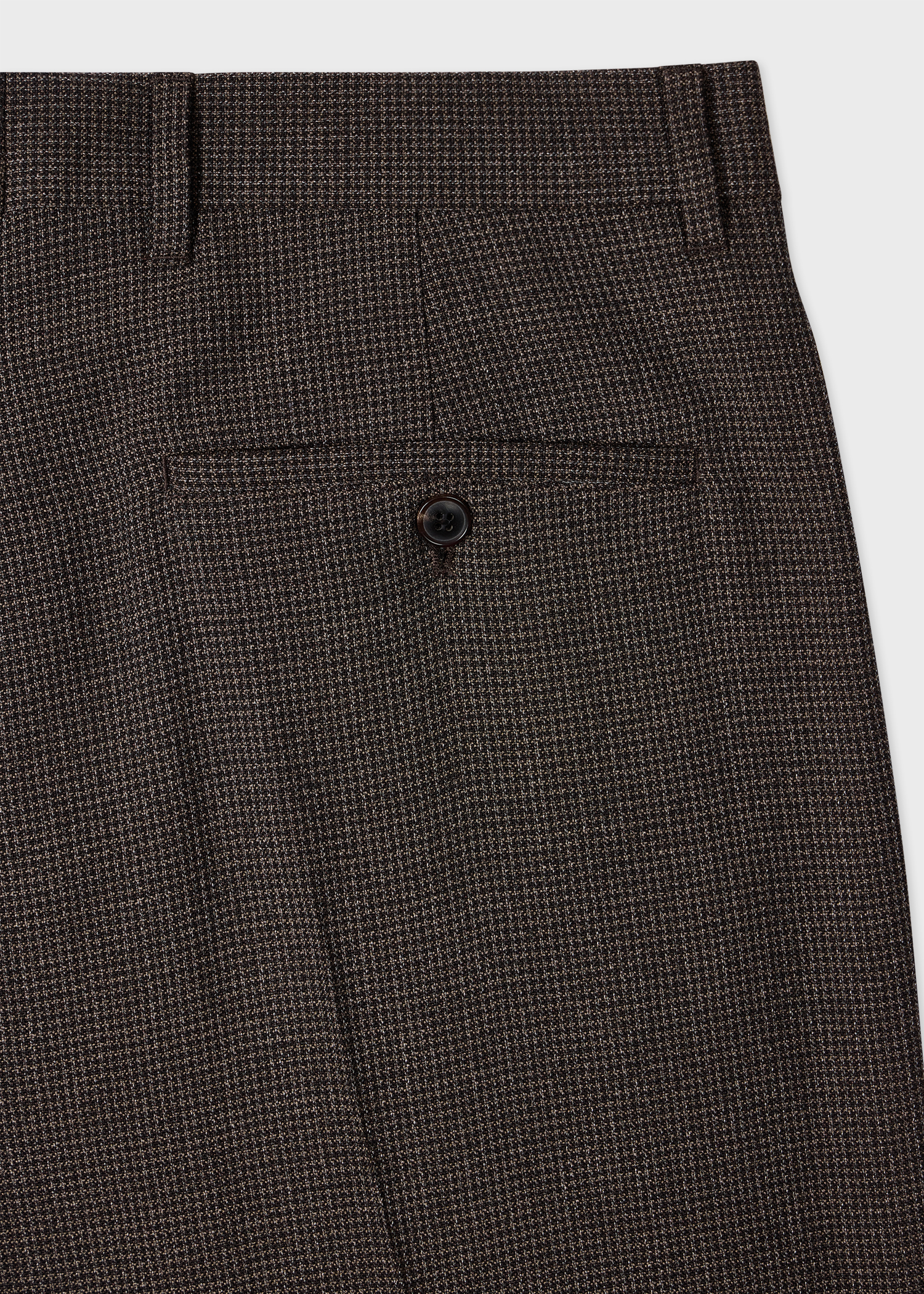 Brown Check Two-Ply Merino Pleated Trousers
