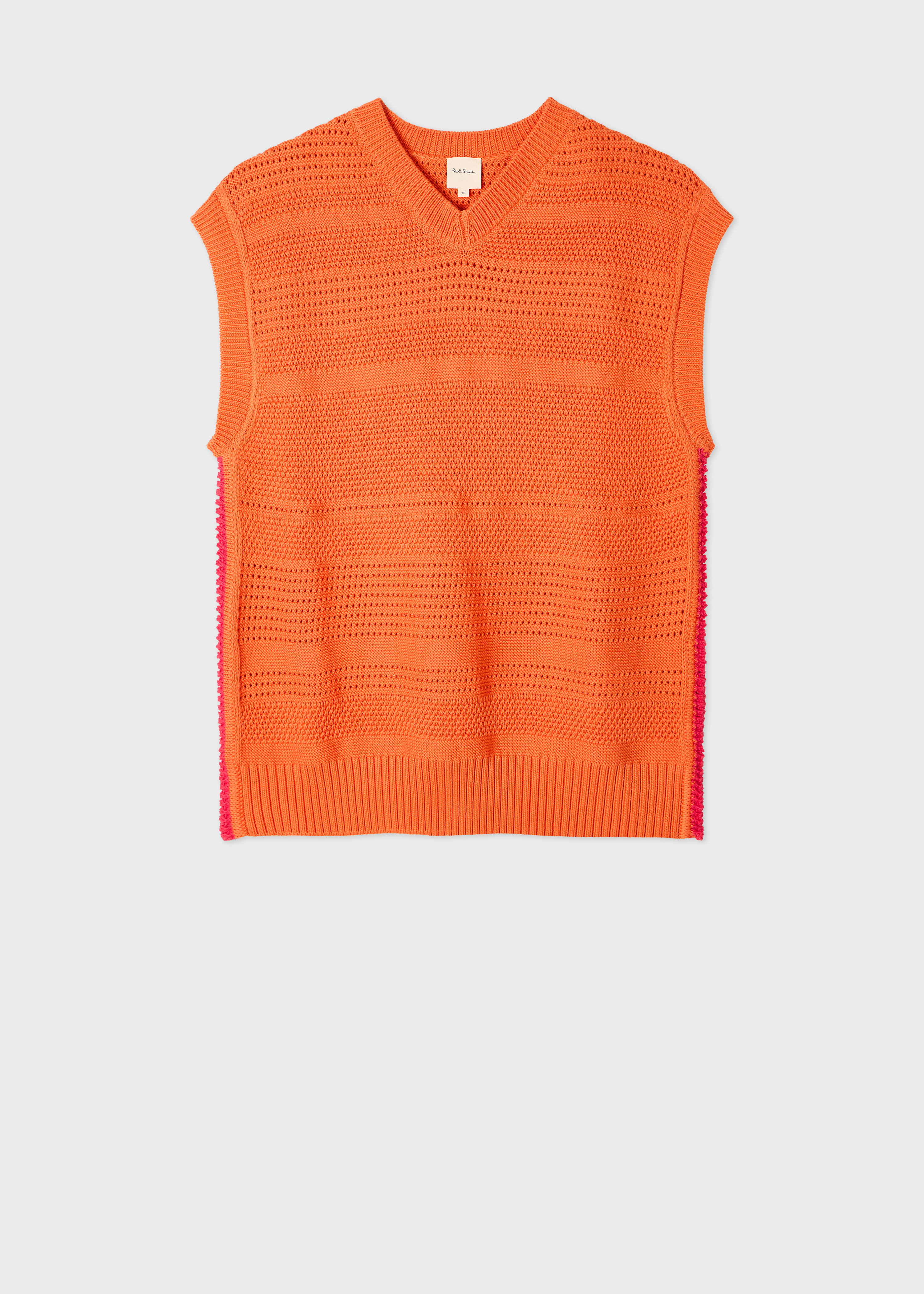 Orange Textured Cotton Knitted Vest