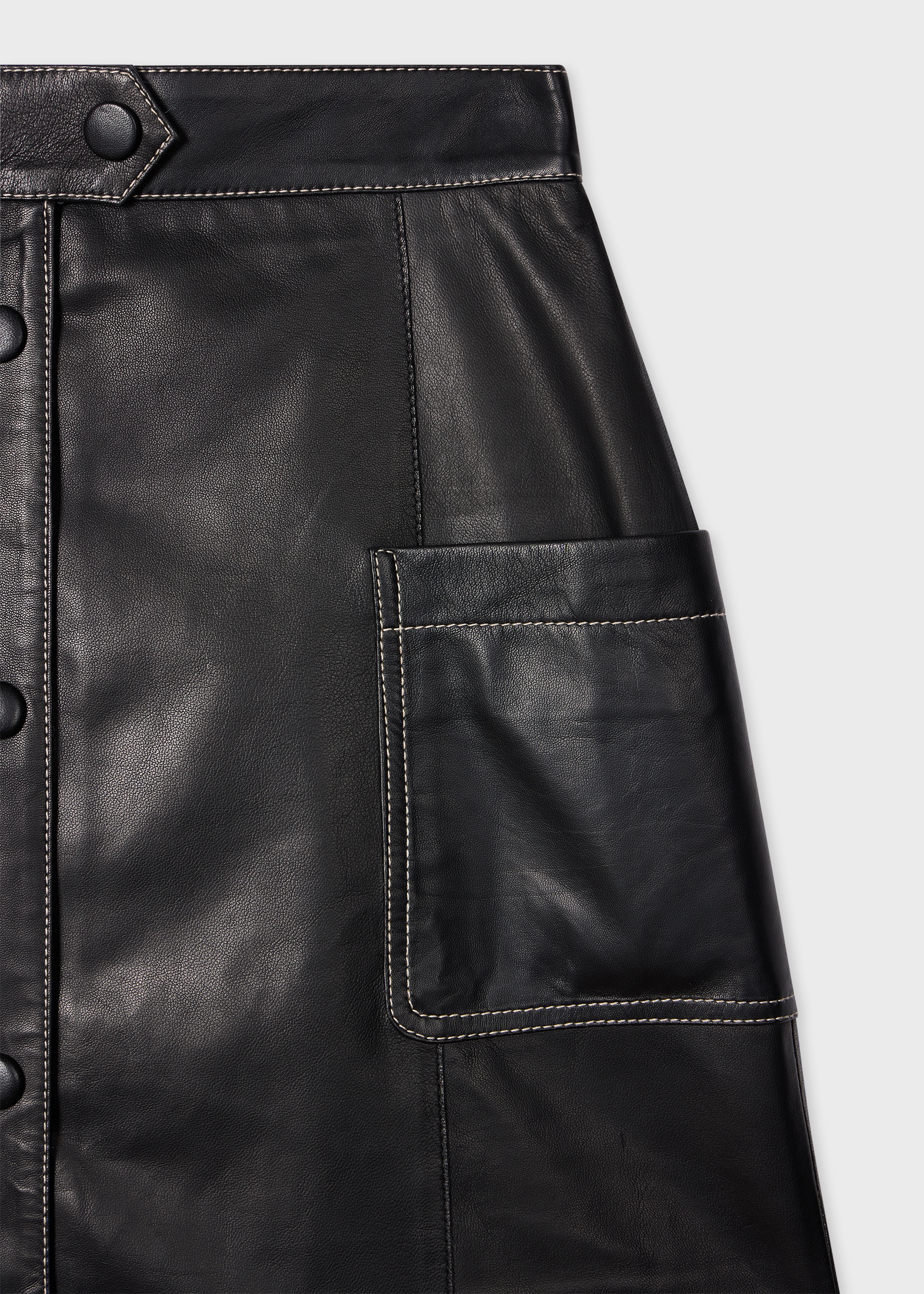 Women's Black A-Line Leather Skirt