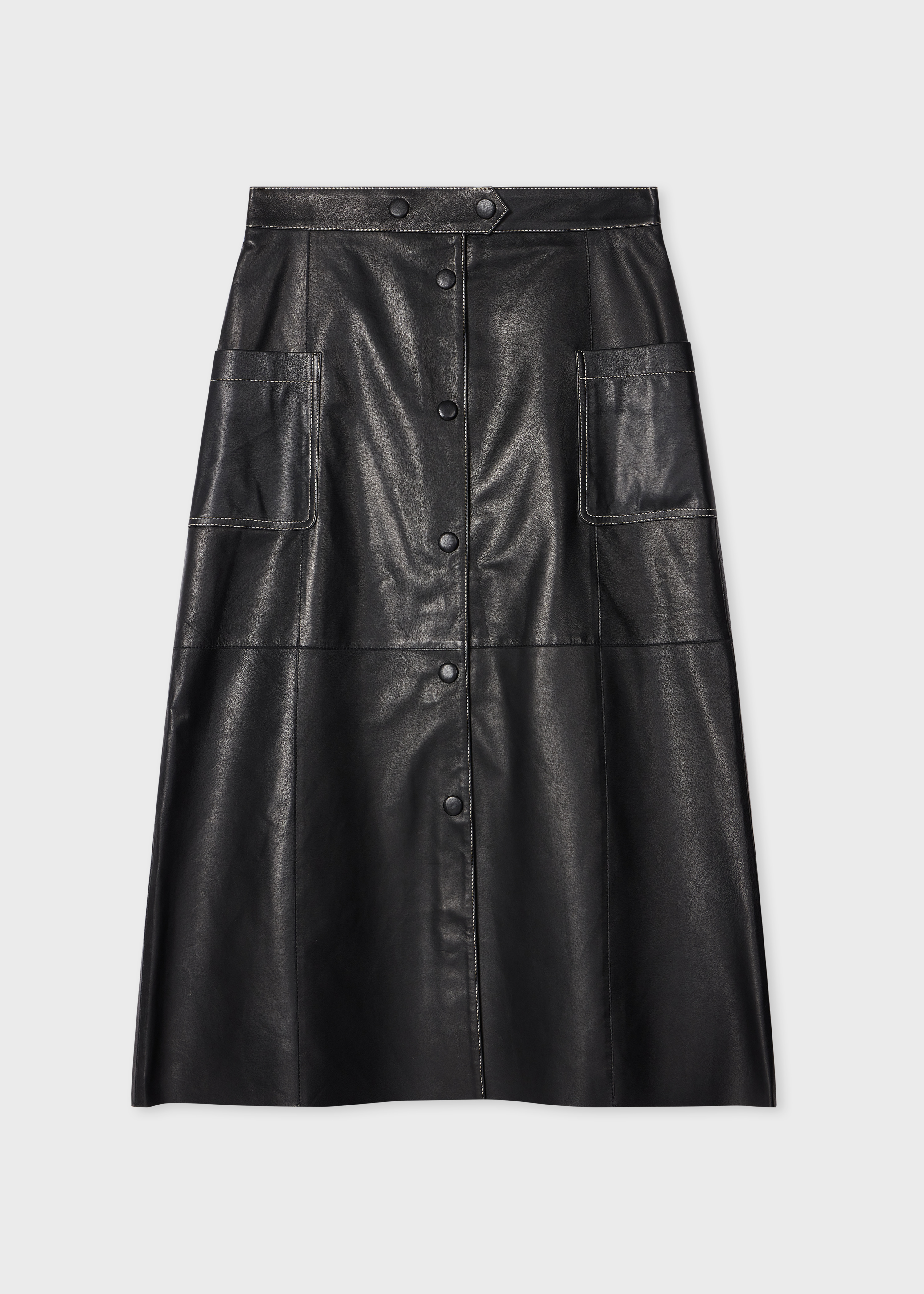 Women's Black A-Line Leather Skirt