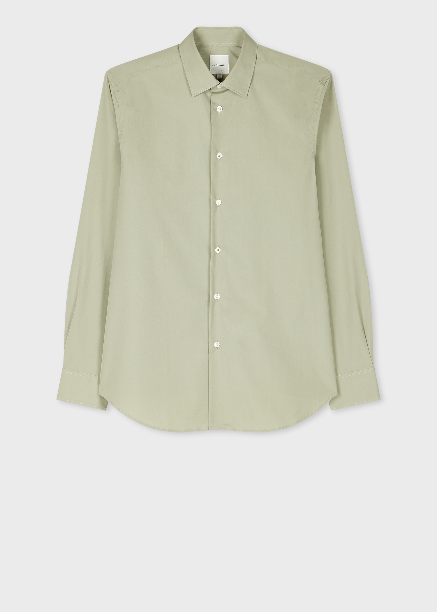 Tailored-Fit Soft Green Cotton Shirt