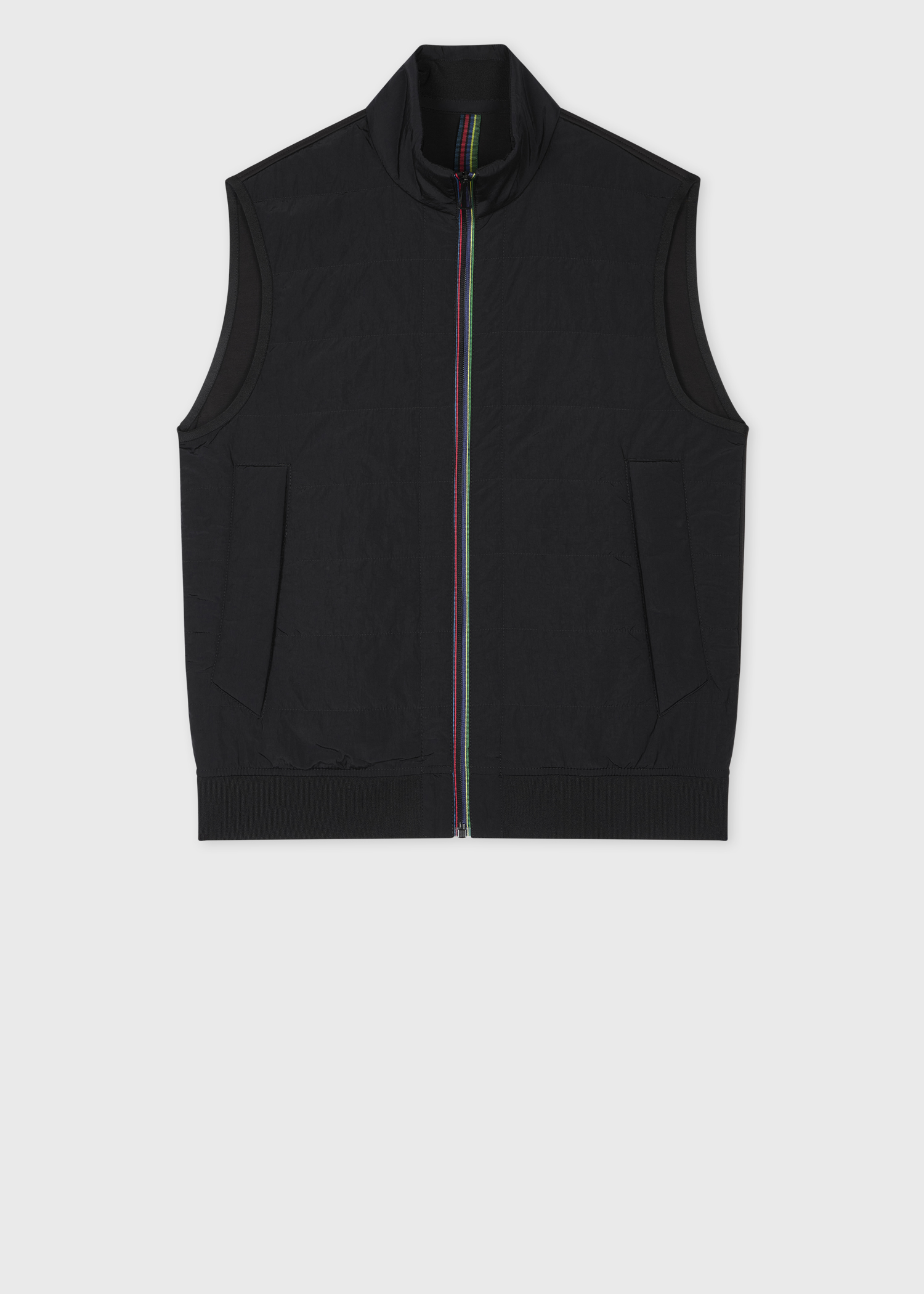 Black 'Sports Stripe' Mixed Media Gilet
