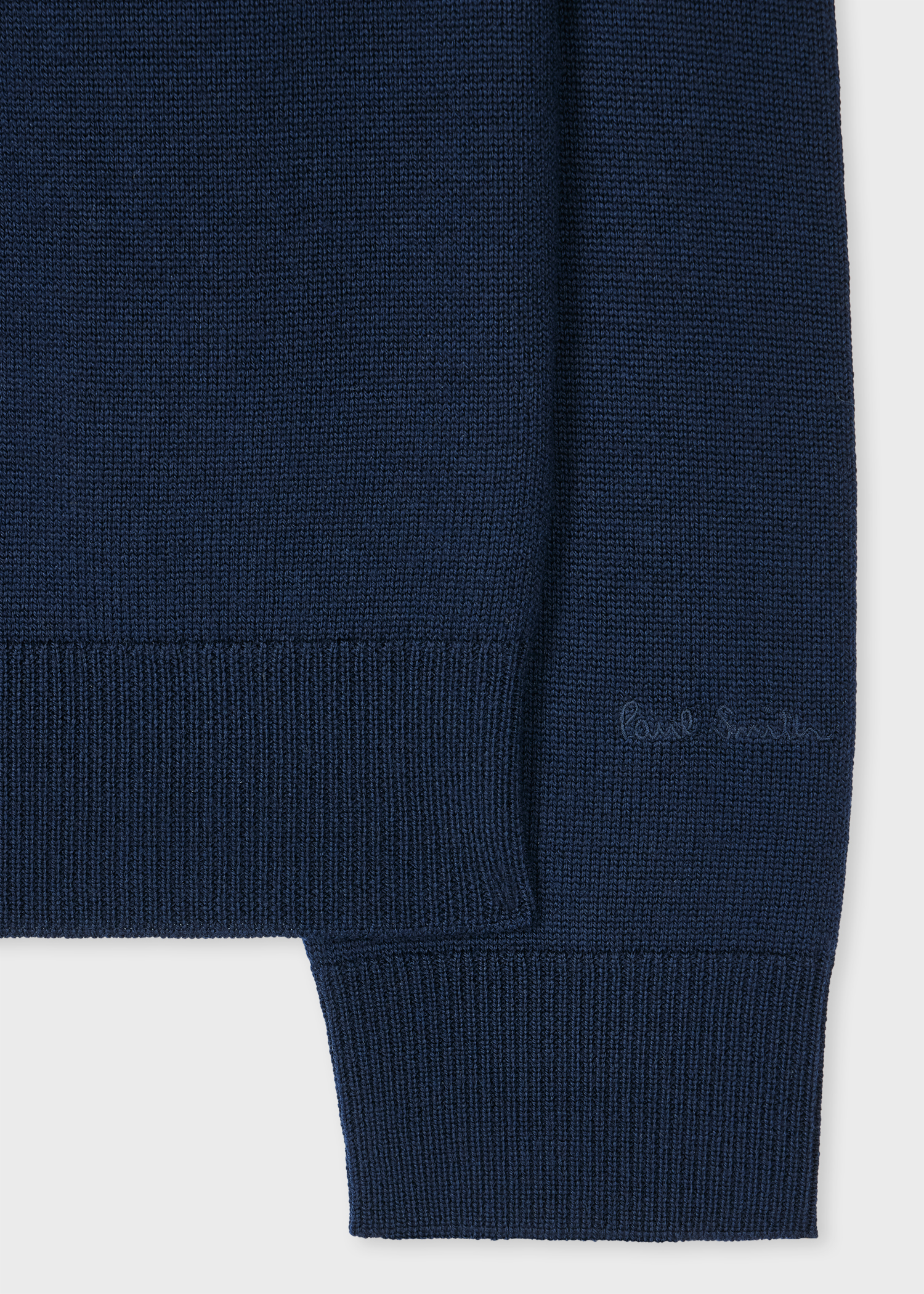 Navy Contrast-Seam Half-Zip Sweater