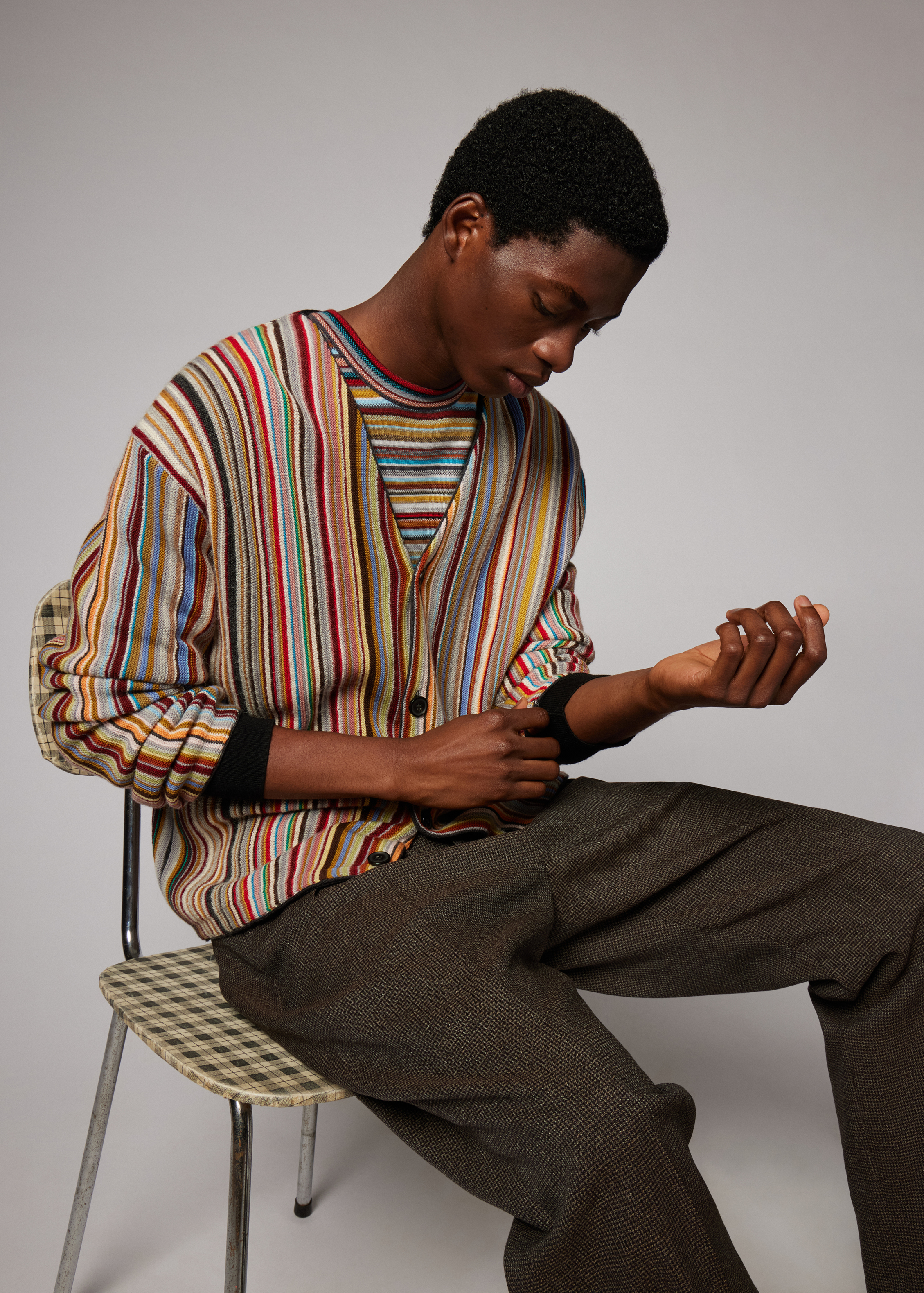 'Signature Stripe' Merino Wool-Blend Cardigan
