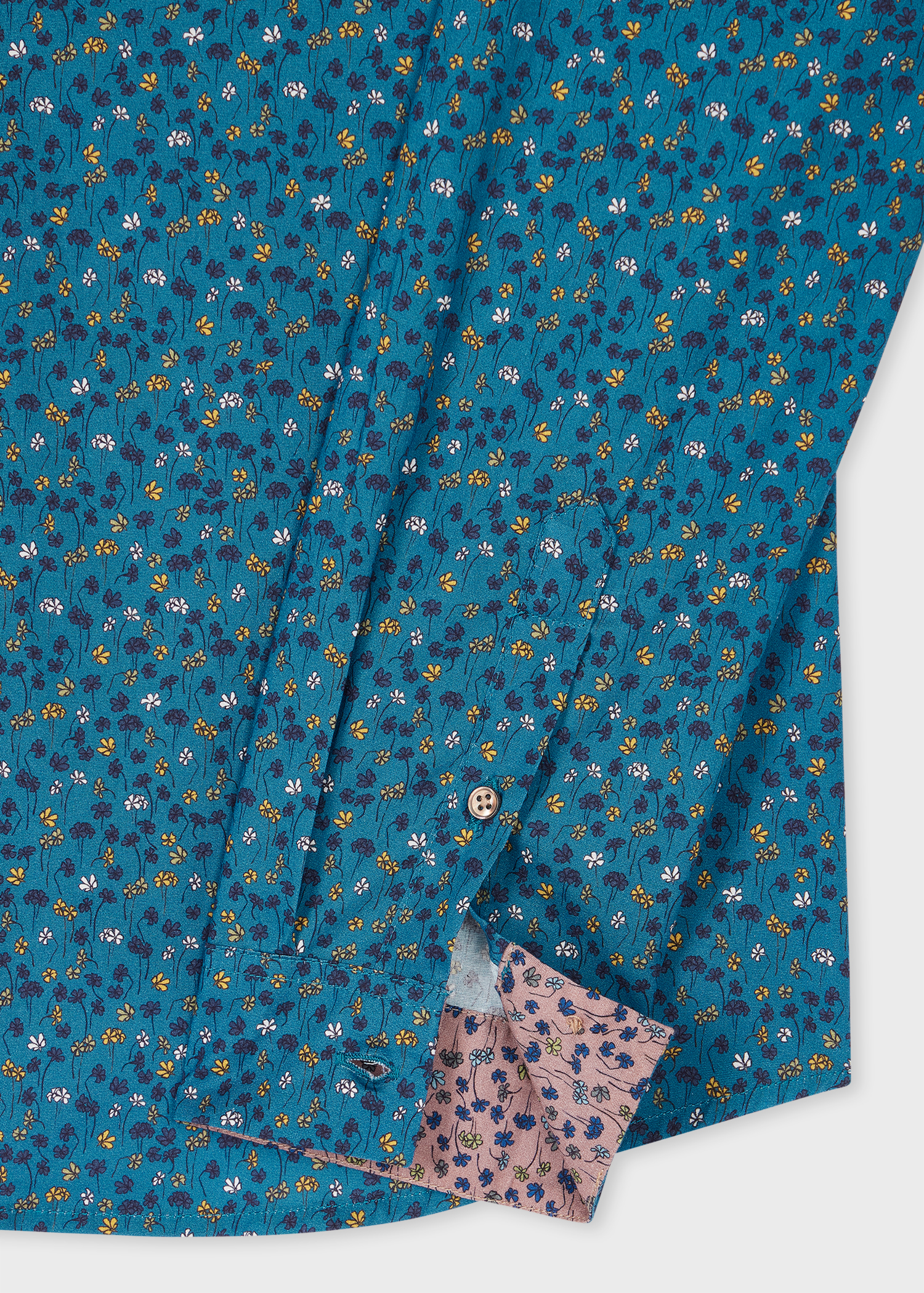 Slim-Fit Mid Blue 'Oxalis Floral' Shirt