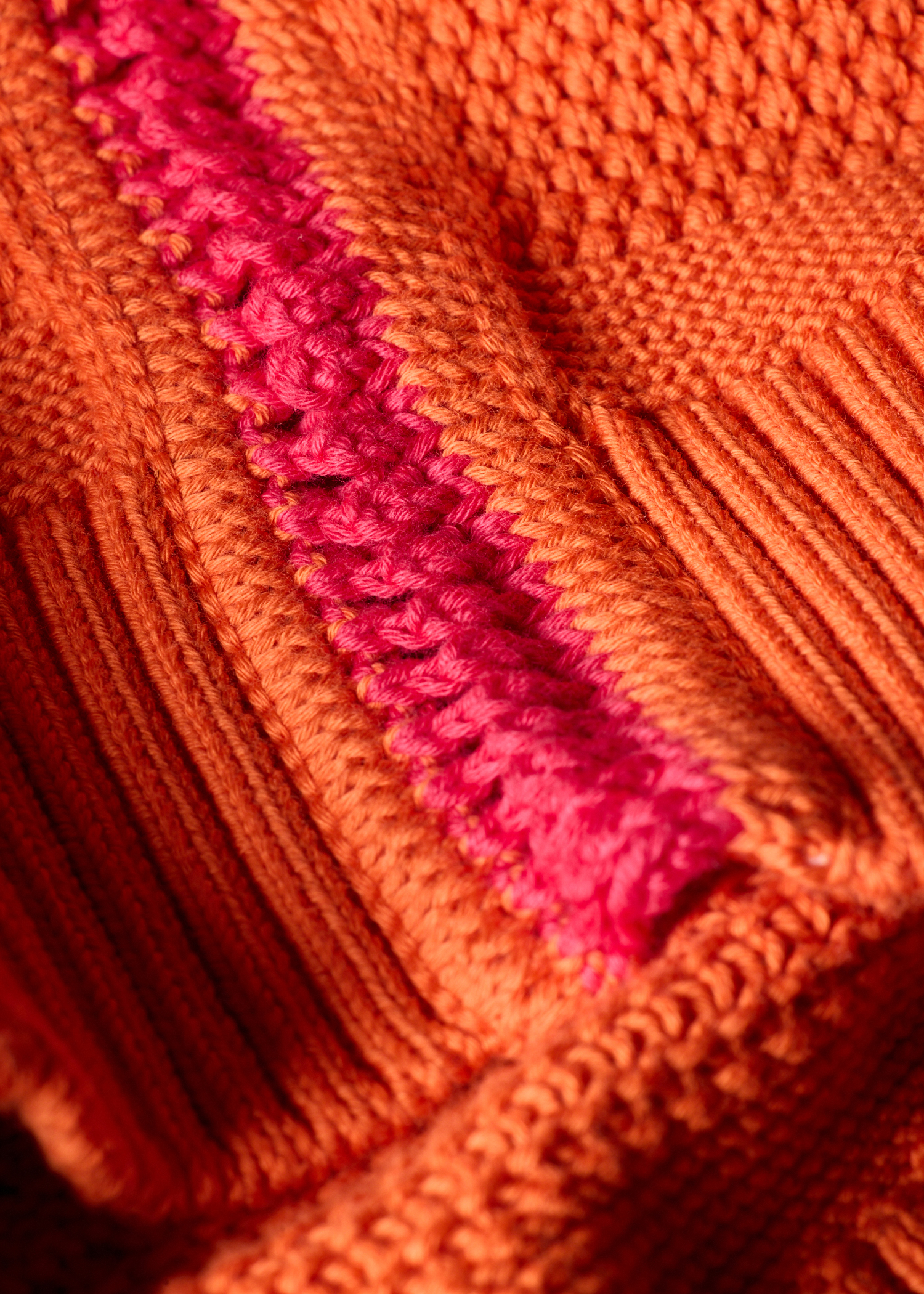 Orange Textured Cotton Knitted Vest